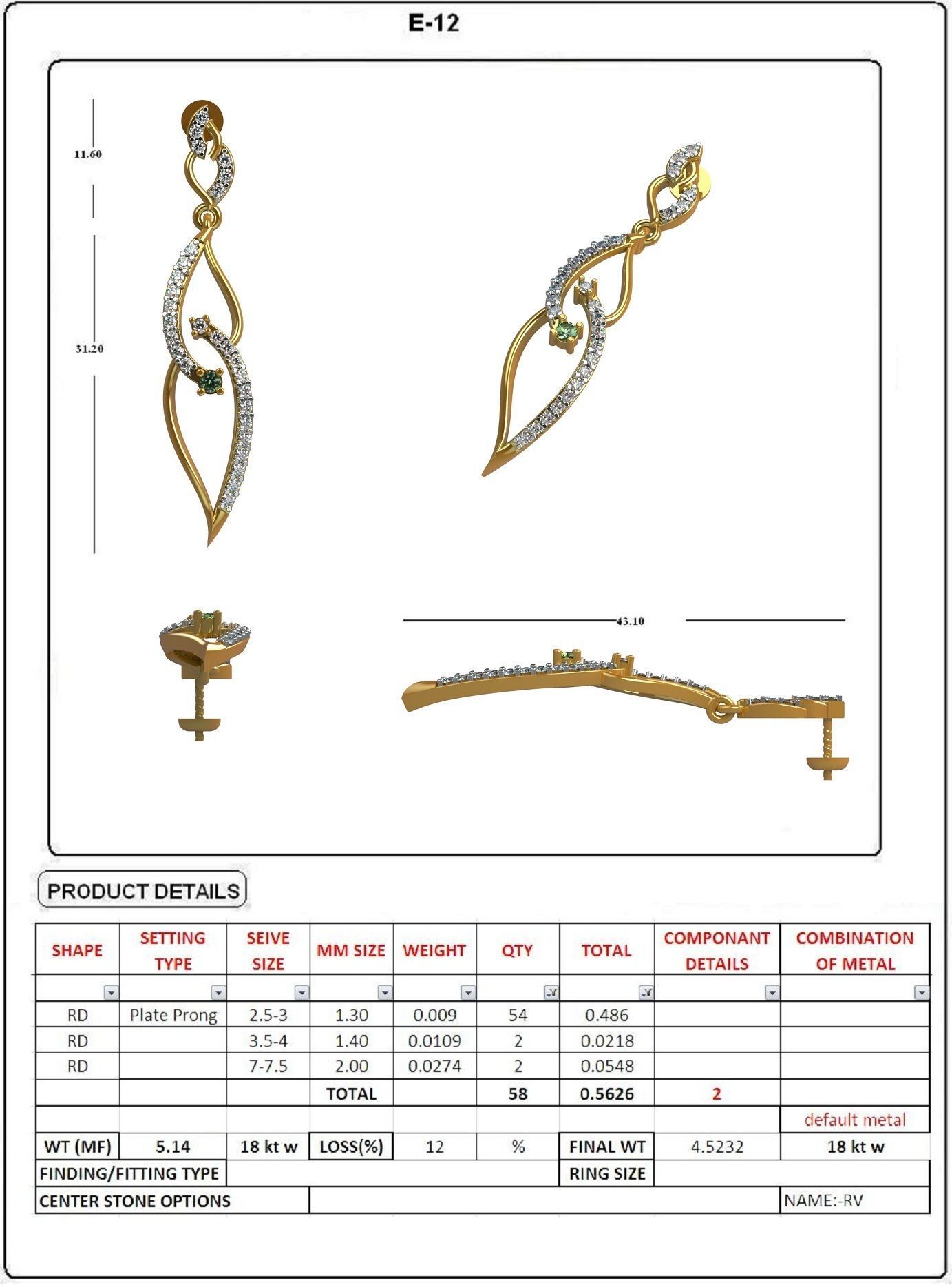 EARRING LOAT 100 DESIGN 3D print model_4