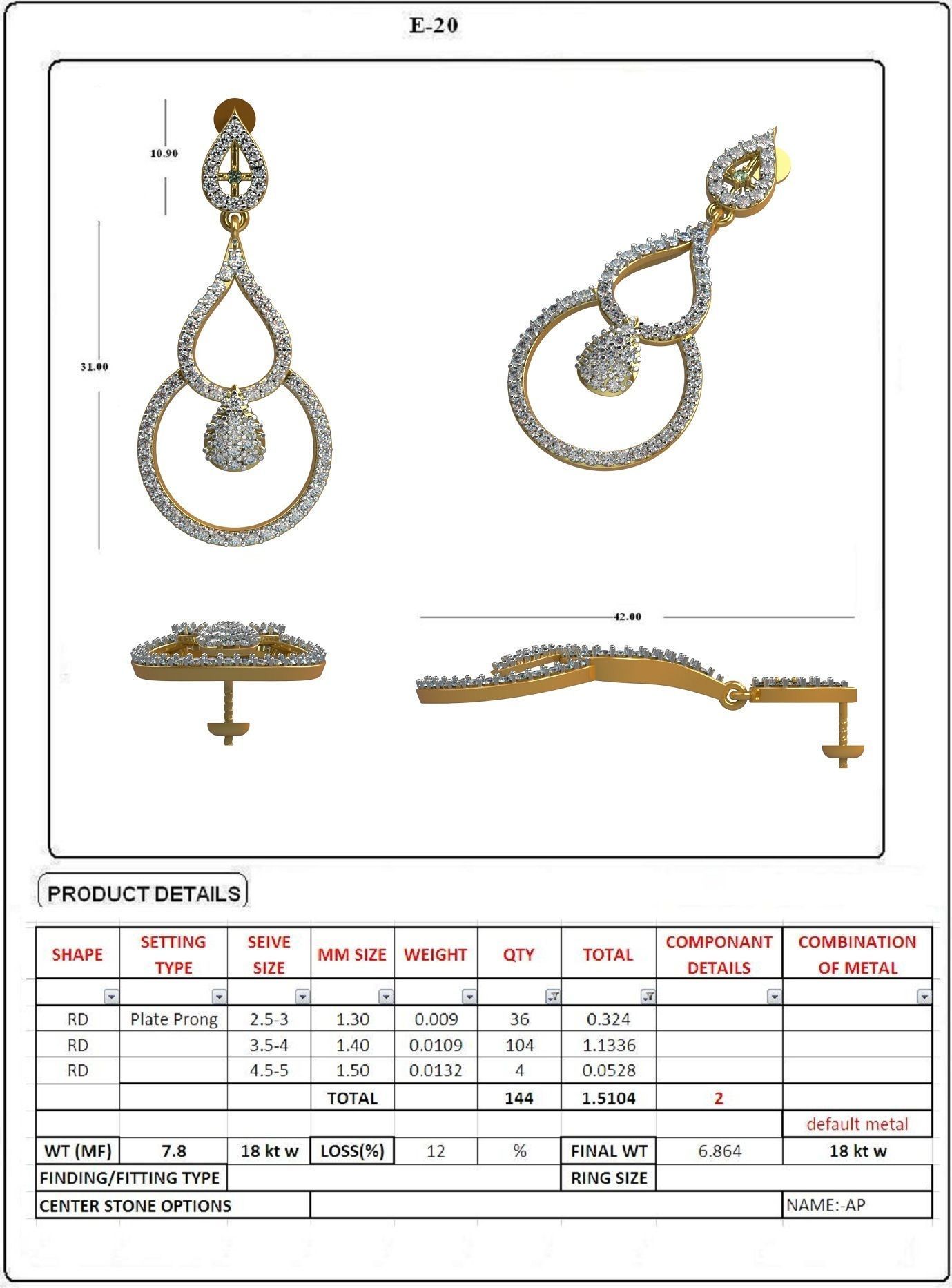 EARRING LOAT 100 DESIGN 3D print model_13
