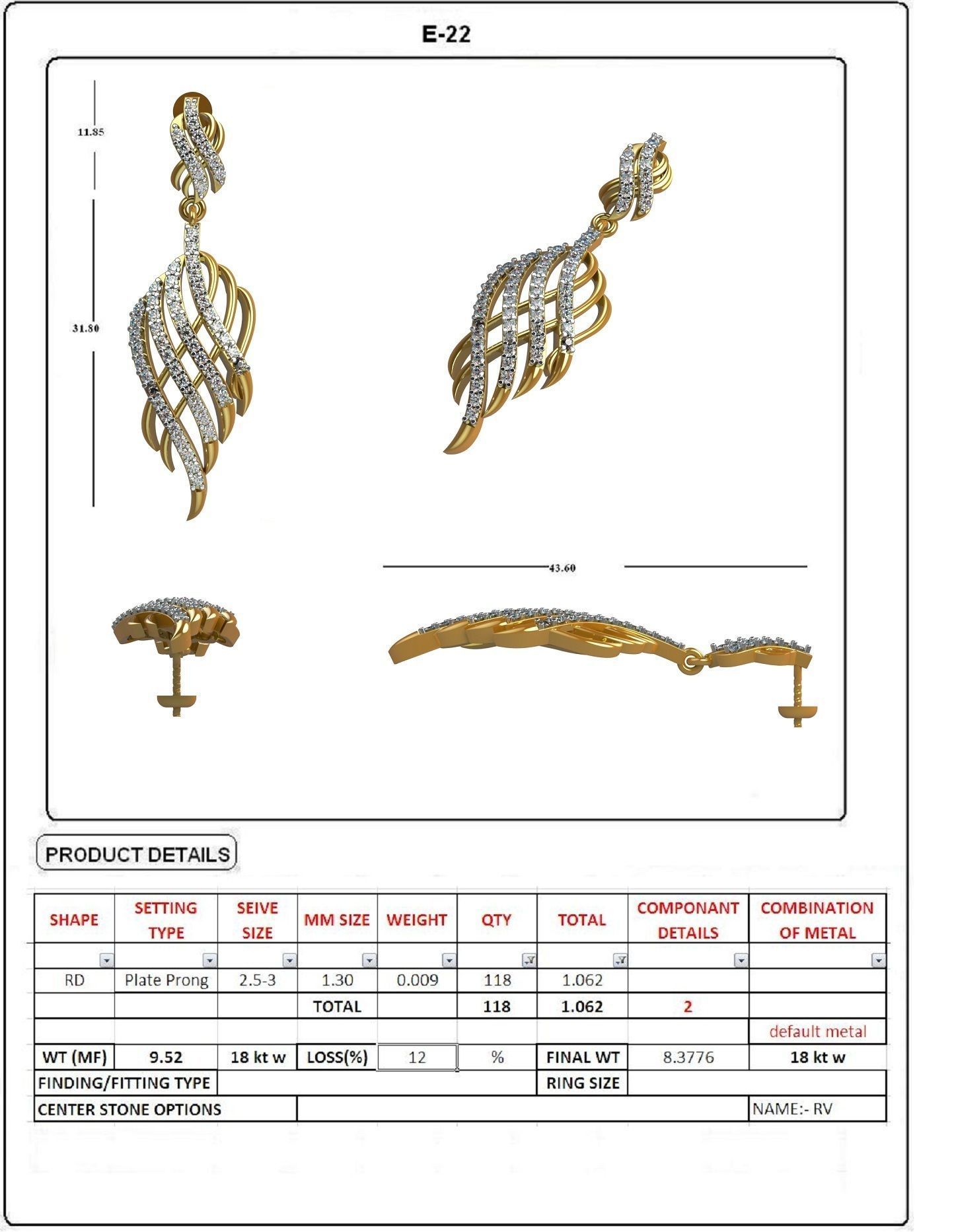 EARRING LOAT 100 DESIGN 3D print model_15