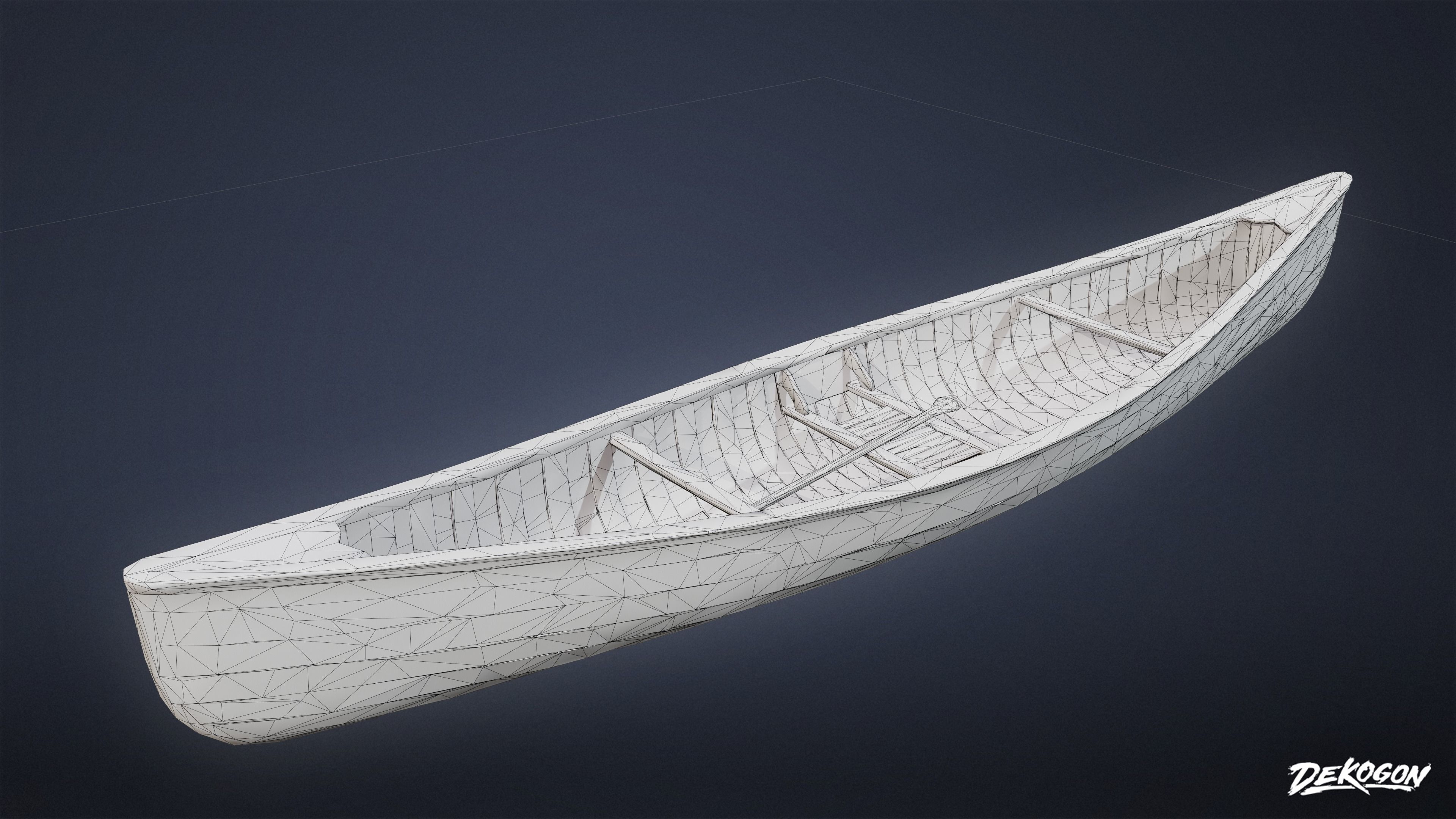 SEASIDE DOCKS - Wooden Canoe 01 - NANITE AND LOW POLY Low-poly 3D model_1