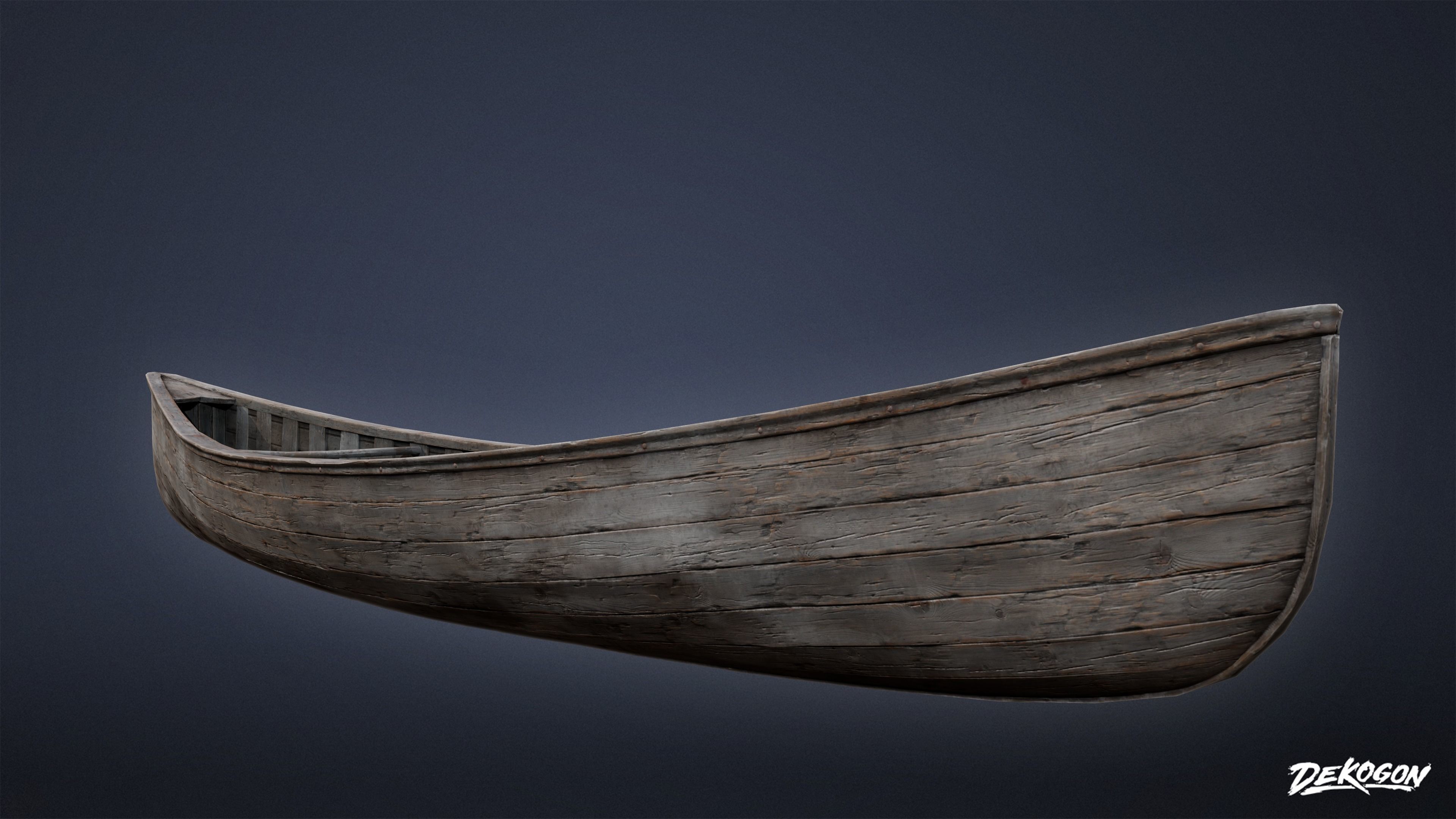 SEASIDE DOCKS - Wooden Canoe 01 - NANITE AND LOW POLY Low-poly 3D model_10