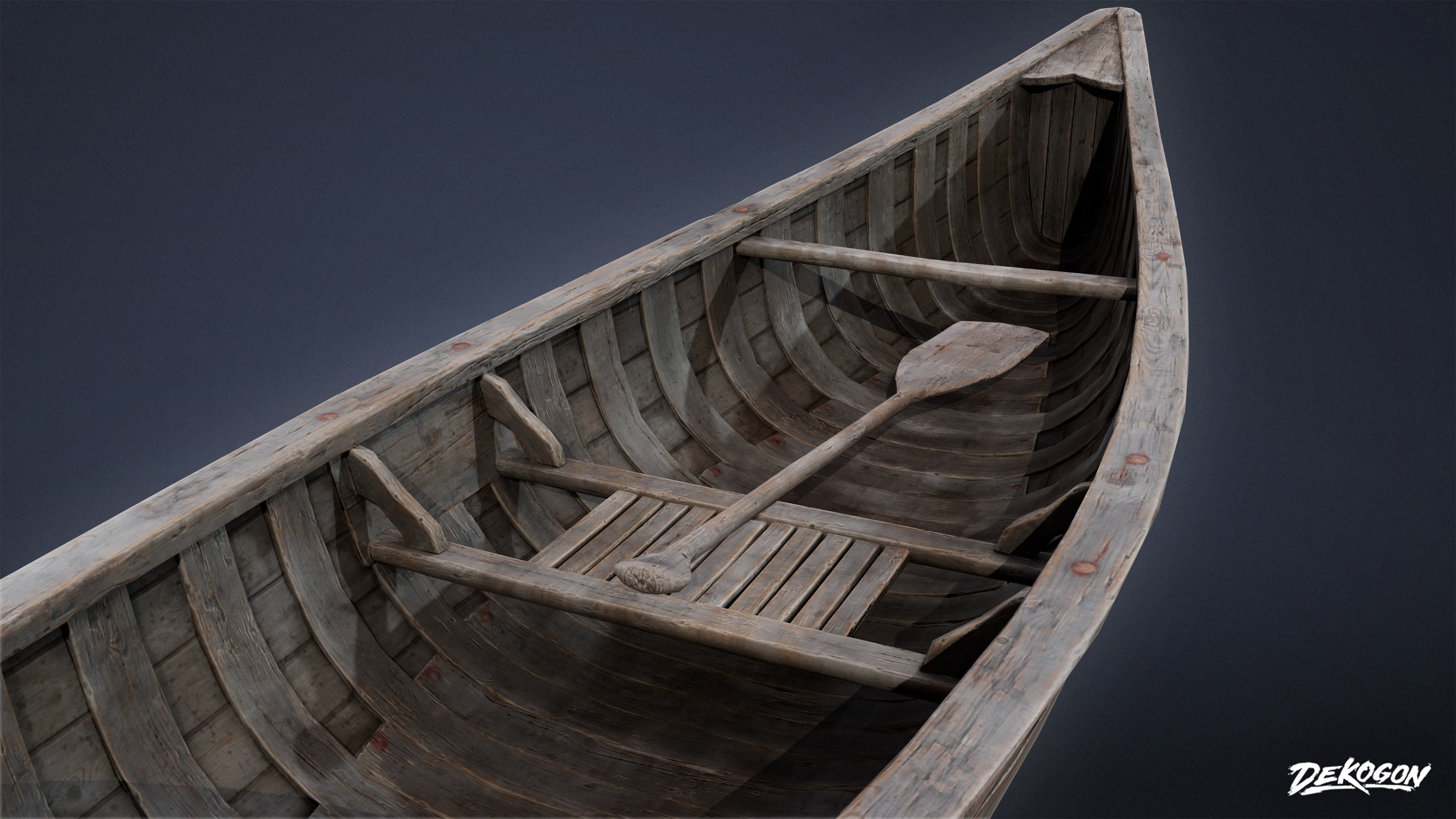 SEASIDE DOCKS - Wooden Canoe 01 - NANITE AND LOW POLY Low-poly 3D model_8