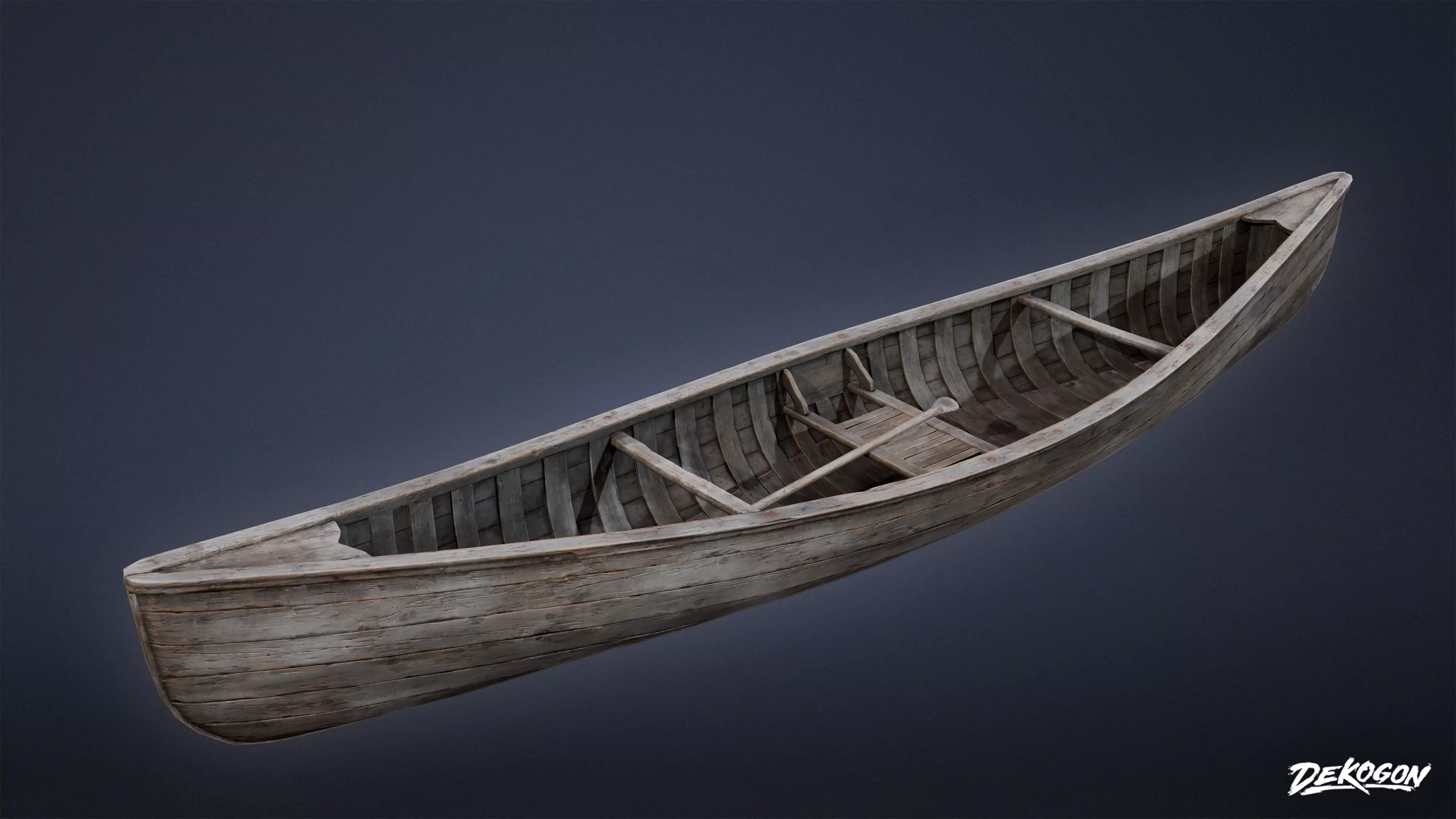 SEASIDE DOCKS - Wooden Canoe 01 - NANITE AND LOW POLY Low-poly 3D model_0