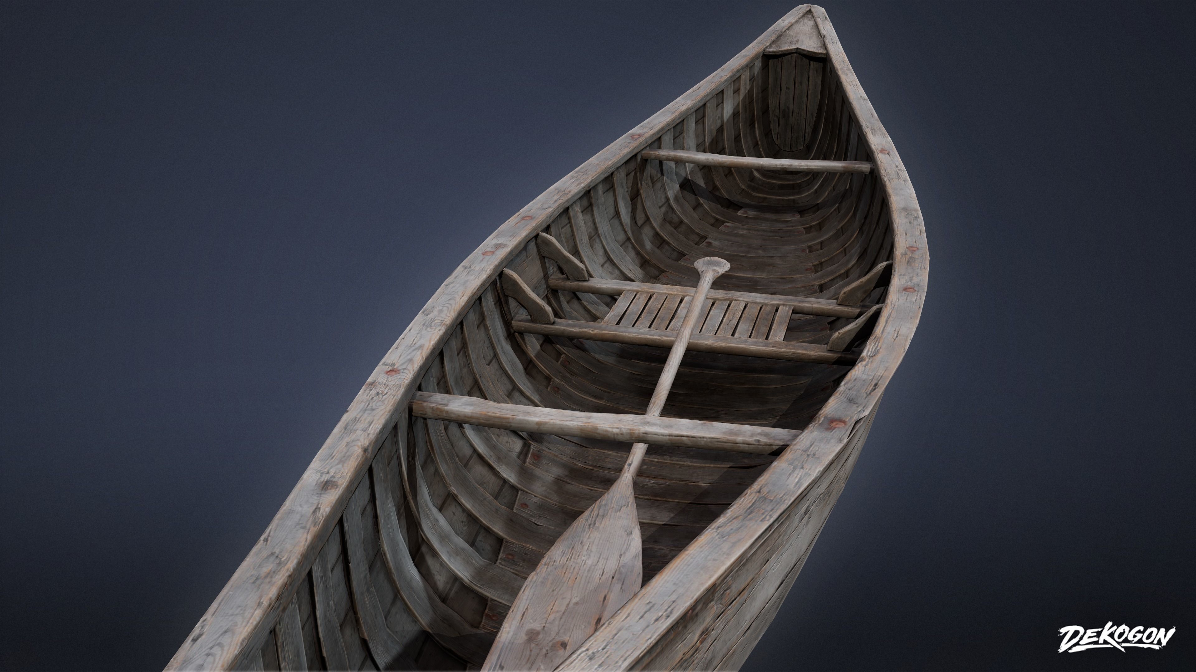 SEASIDE DOCKS - Wooden Canoe 01 - NANITE AND LOW POLY Low-poly 3D model_5