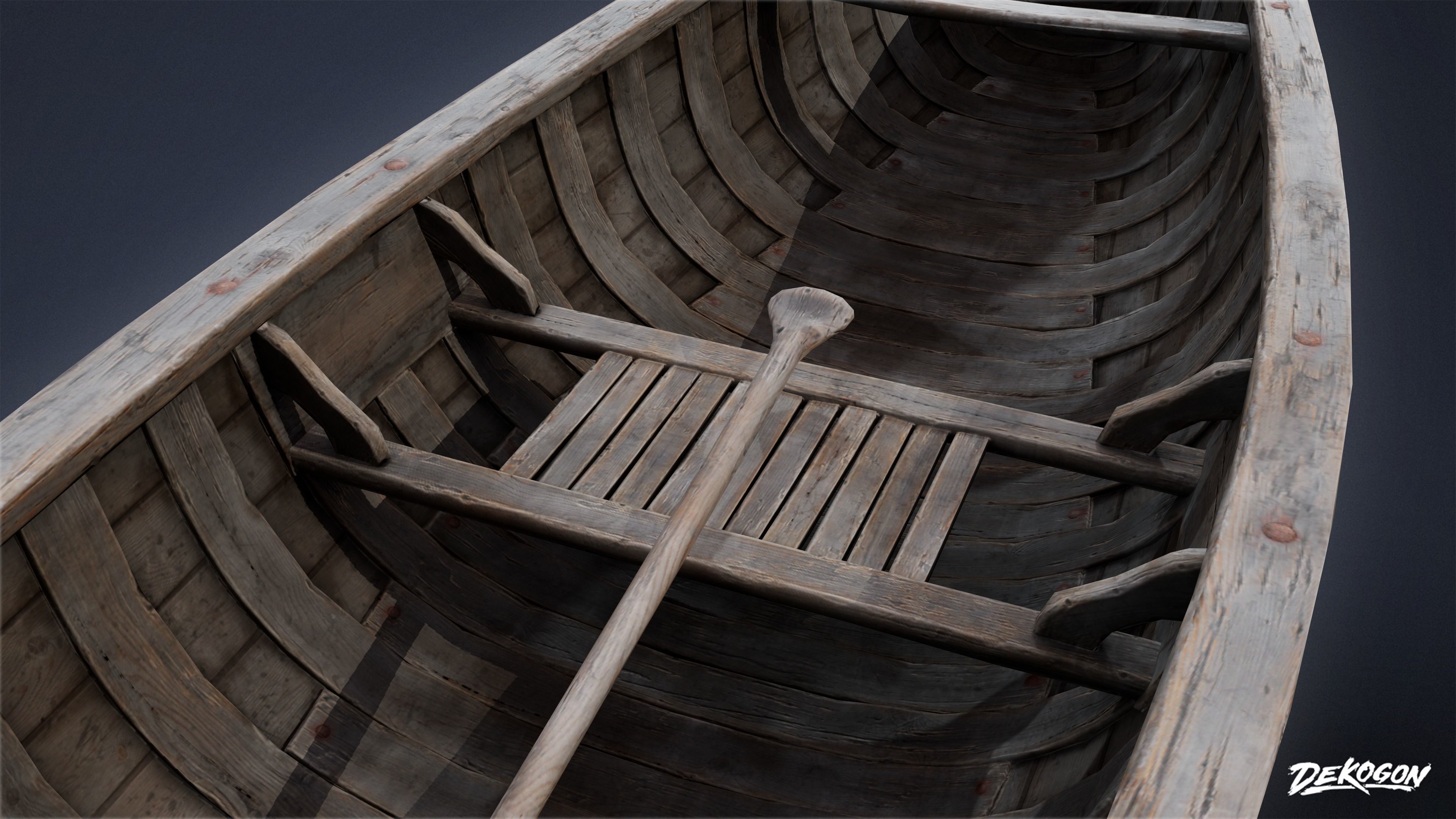 SEASIDE DOCKS - Wooden Canoe 01 - NANITE AND LOW POLY Low-poly 3D model_6