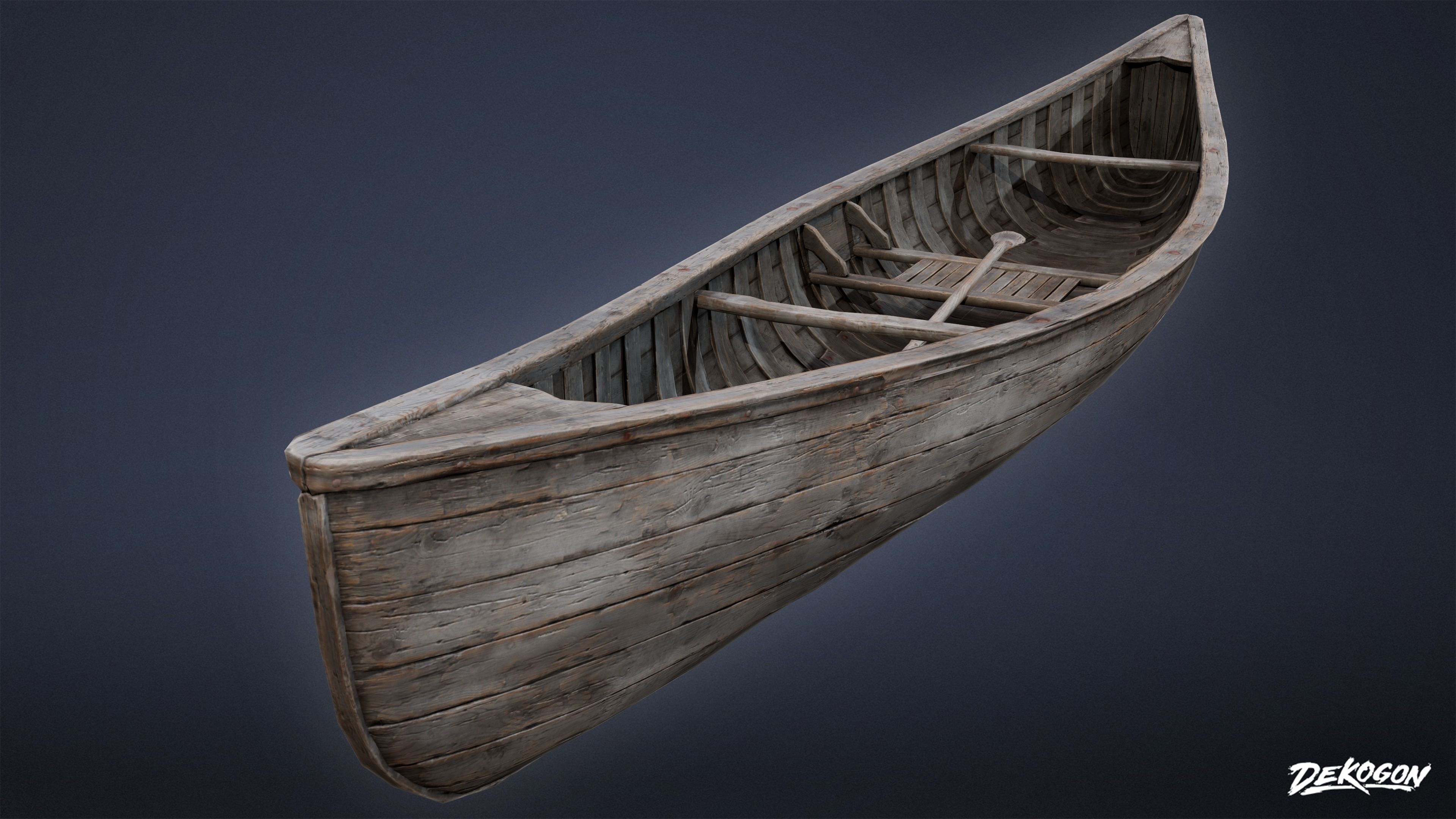 SEASIDE DOCKS - Wooden Canoe 01 - NANITE AND LOW POLY Low-poly 3D model_2