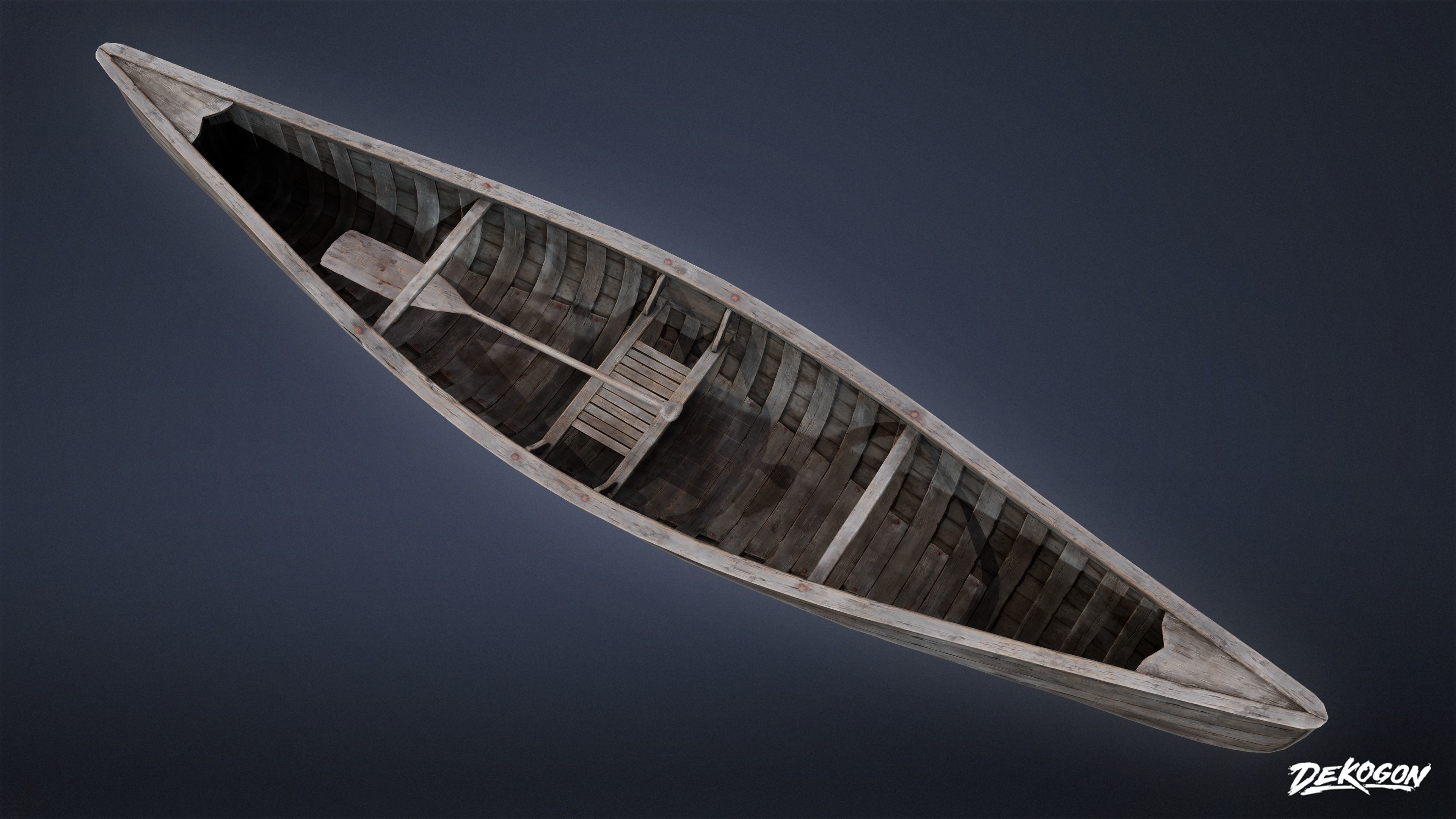 SEASIDE DOCKS - Wooden Canoe 01 - NANITE AND LOW POLY Low-poly 3D model_4