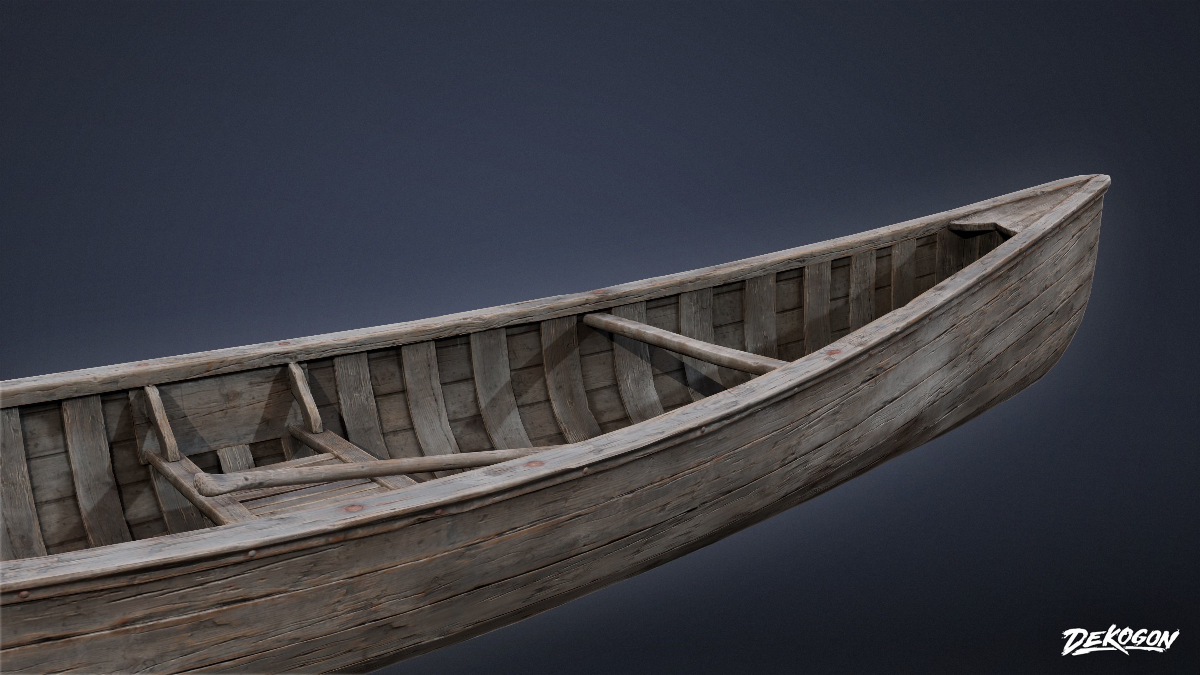 SEASIDE DOCKS - Wooden Canoe 01 - NANITE AND LOW POLY Low-poly 3D model_9