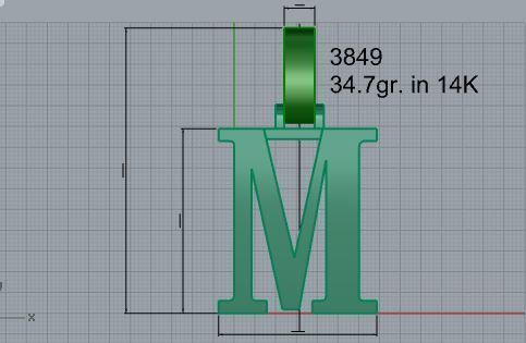 M Letter Pendant 3849 3D print model_4