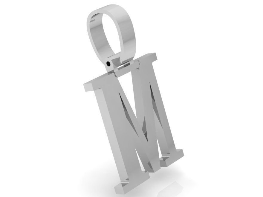 M Letter Pendant 3849 3D print model_3