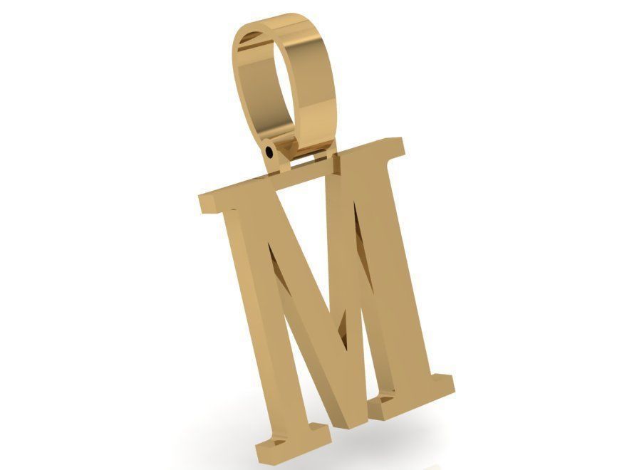 M Letter Pendant 3849 3D print model_1