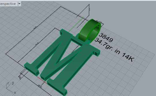 M Letter Pendant 3849 3D print model_7