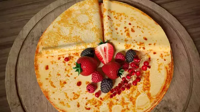 Crepes with berries 3D model