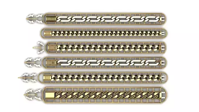 premium cuban bracelet  24 design stl 3D print model