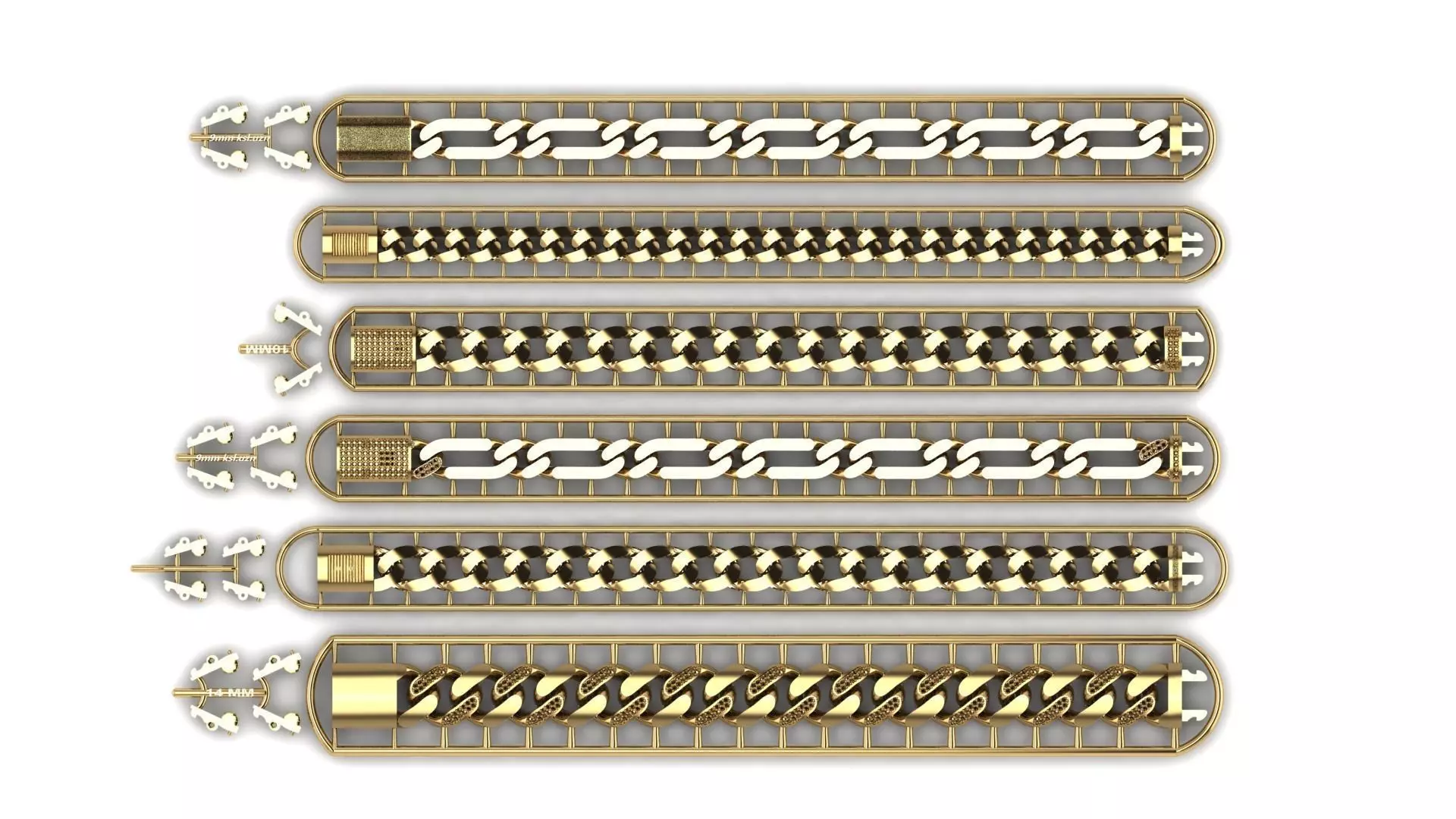 premium cuban bracelet 24 design stl 3D print model