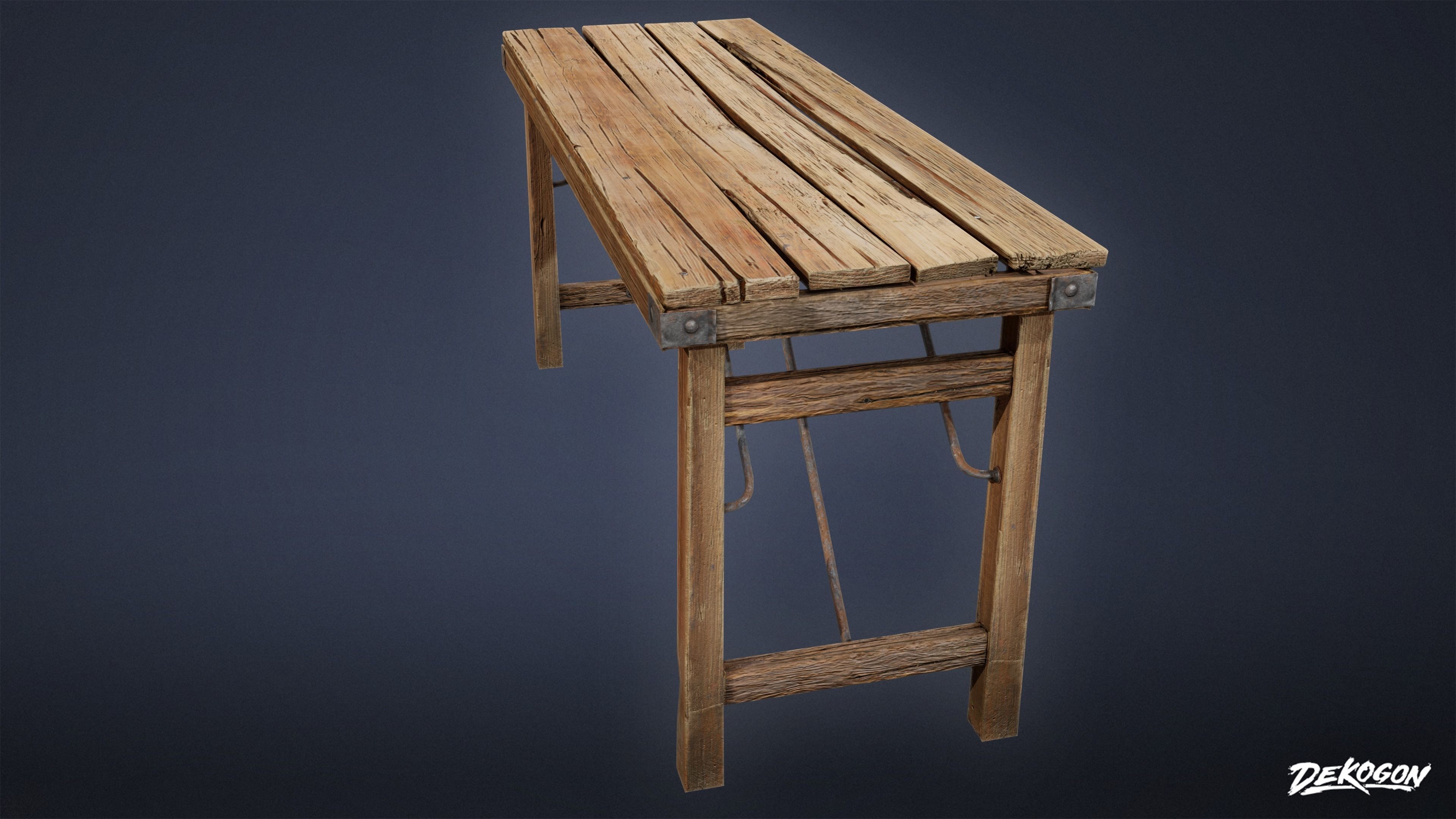 SEASIDE DOCKS - Wooden Table 02 - NANITE AND LOW POLY Low-poly 3D model_6