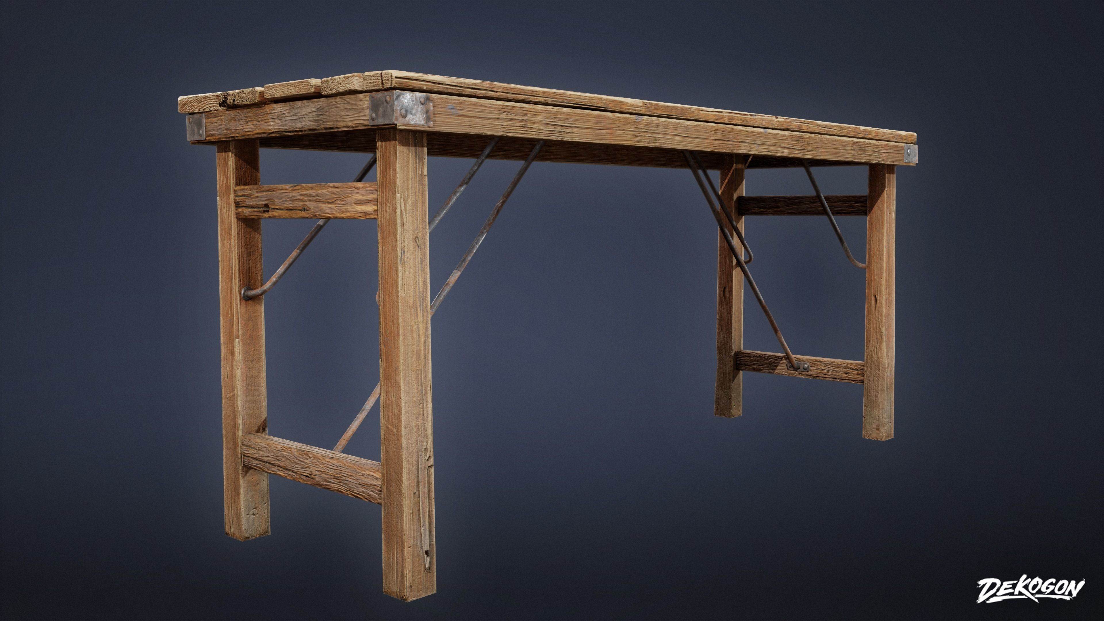 SEASIDE DOCKS - Wooden Table 02 - NANITE AND LOW POLY Low-poly 3D model_2