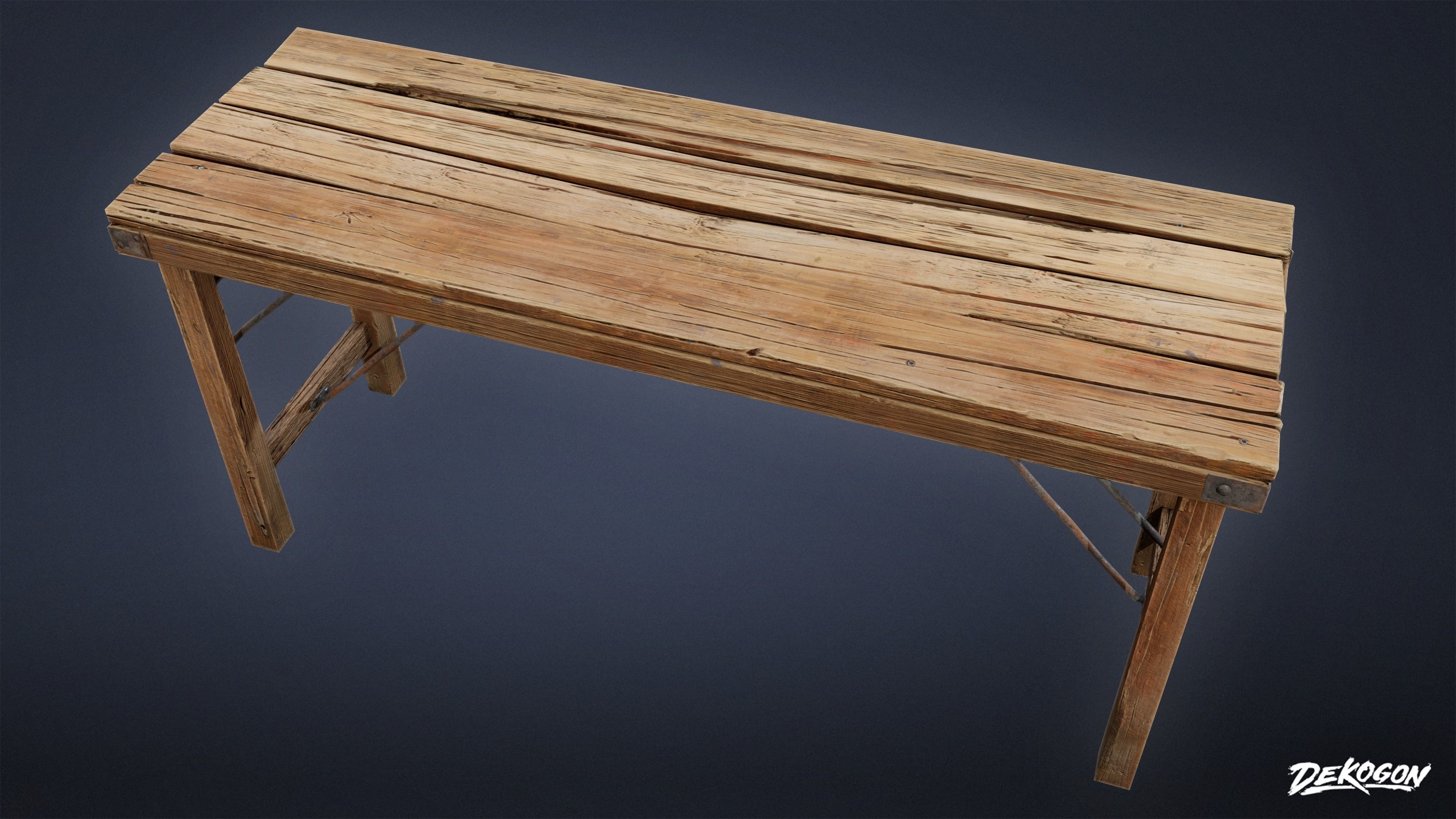 SEASIDE DOCKS - Wooden Table 02 - NANITE AND LOW POLY Low-poly 3D model_9