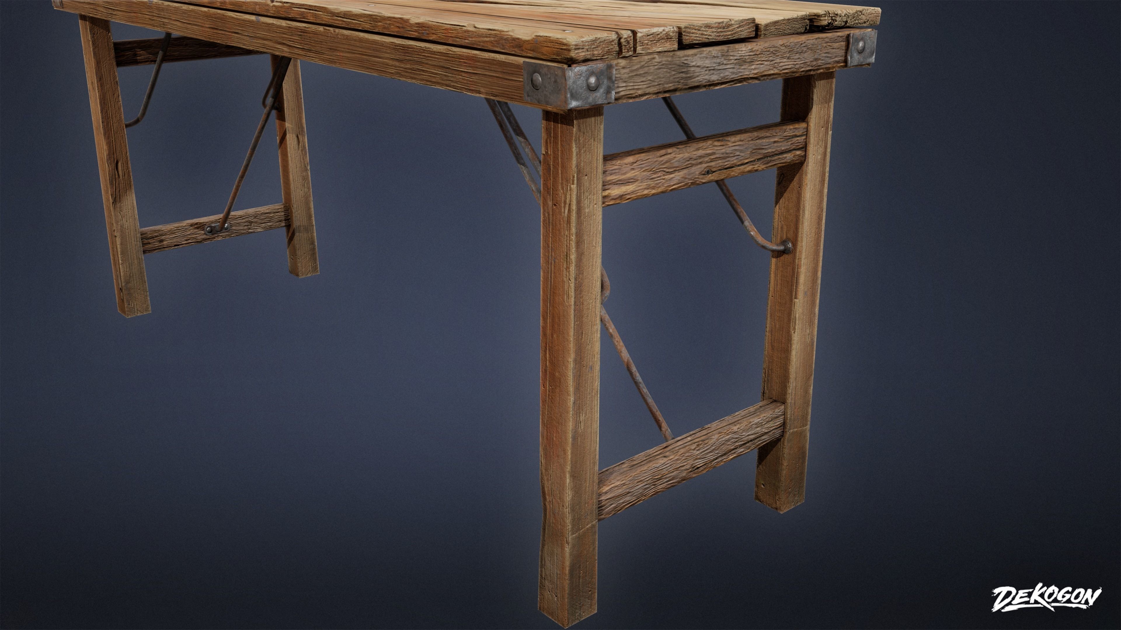 SEASIDE DOCKS - Wooden Table 02 - NANITE AND LOW POLY Low-poly 3D model_7