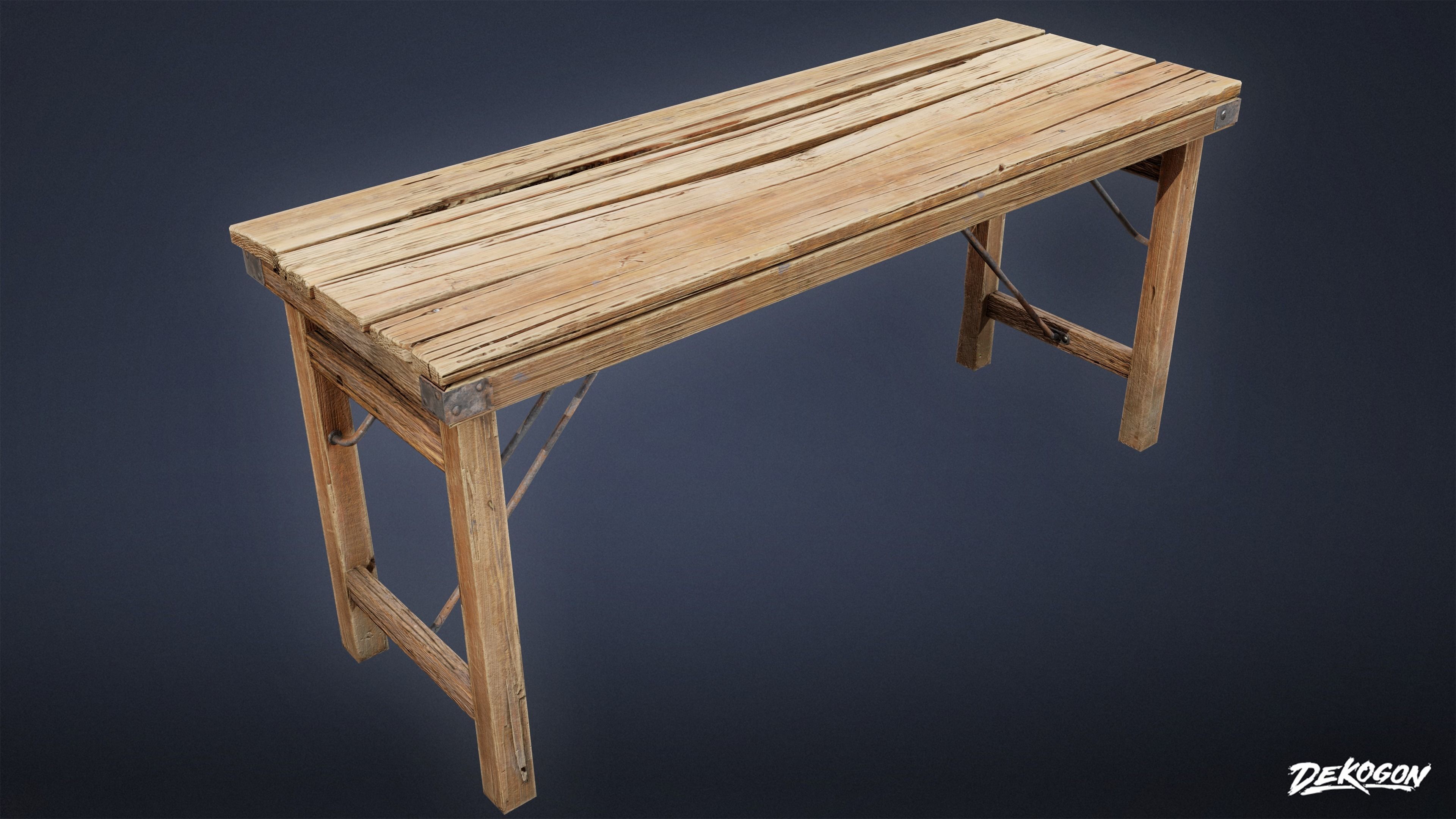 SEASIDE DOCKS - Wooden Table 02 - NANITE AND LOW POLY Low-poly 3D model_10