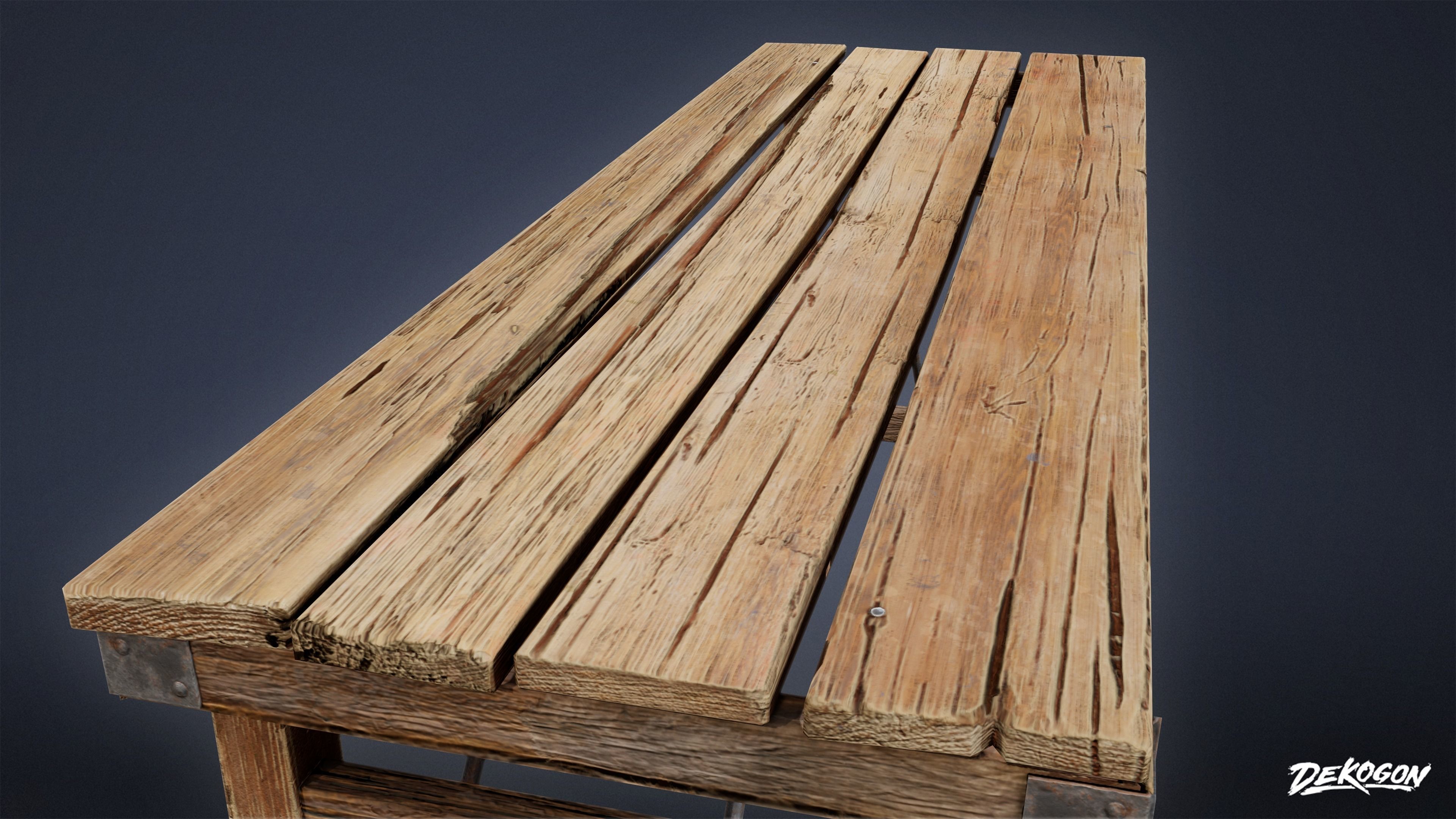 SEASIDE DOCKS - Wooden Table 02 - NANITE AND LOW POLY Low-poly 3D model_3