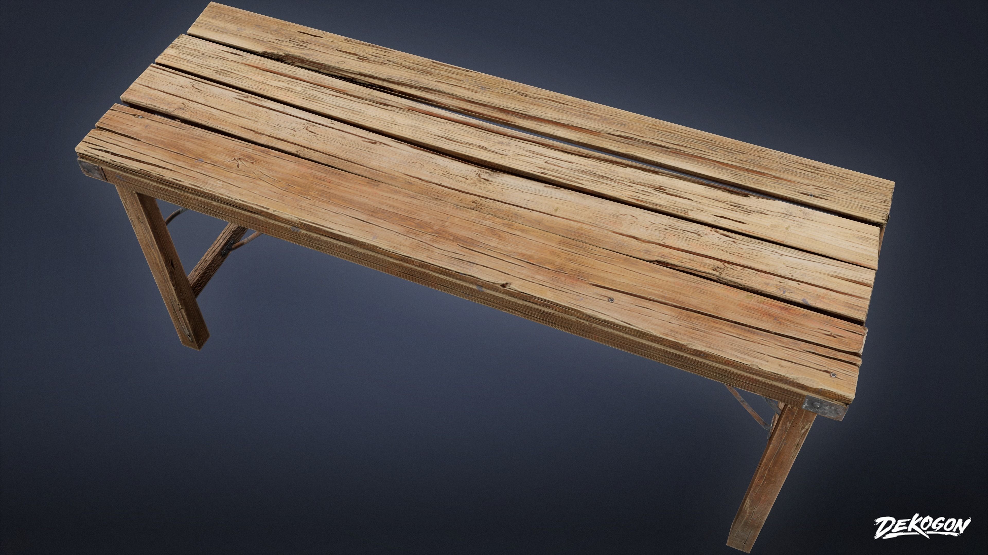 SEASIDE DOCKS - Wooden Table 02 - NANITE AND LOW POLY Low-poly 3D model_4