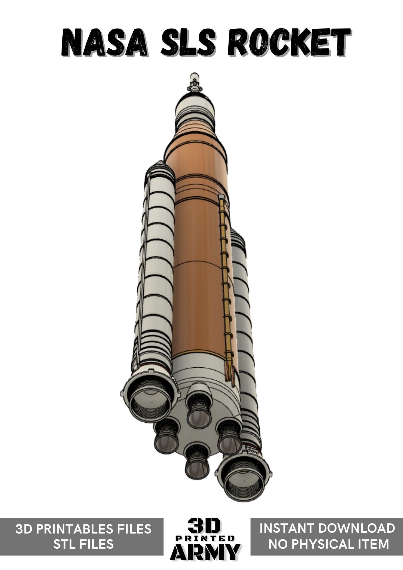 NASA SLS - STL files of the 3D printed rocket 3D model 3D printable ...
