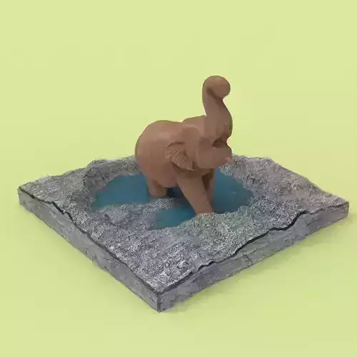 Elephant crossing the river