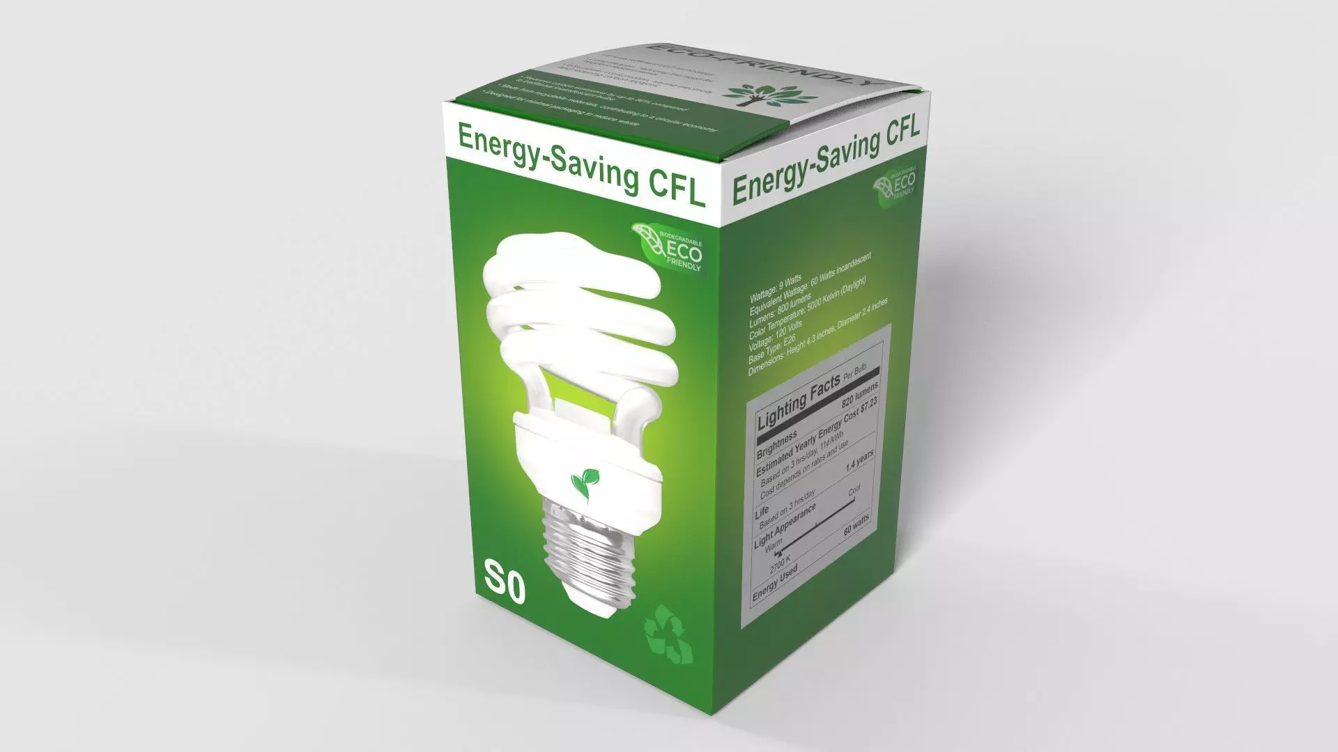 Energy-Saving CFL Bulb Low-poly 3D model