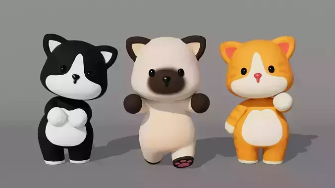 Rigged Cartoon Cat Low-poly 3D model