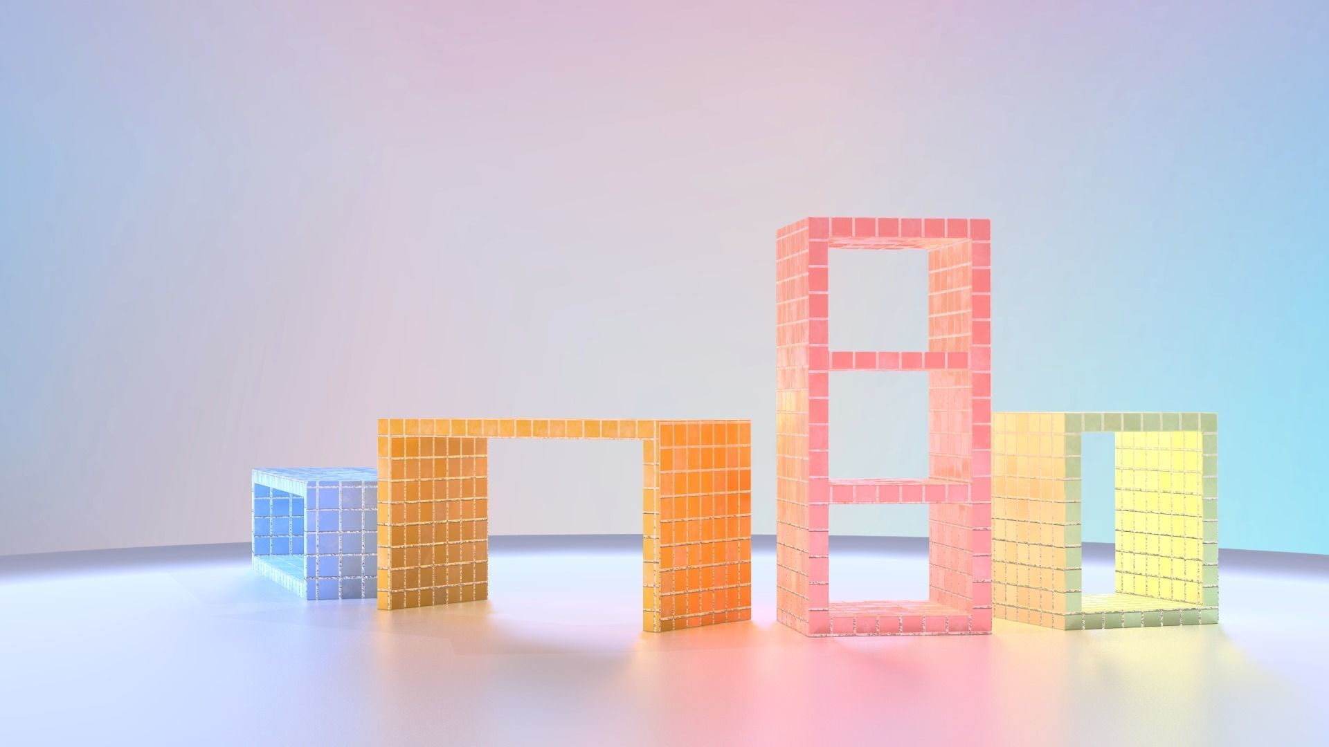 Colorful Tile Tables Set - Vol 1 Low-poly 3D model_4