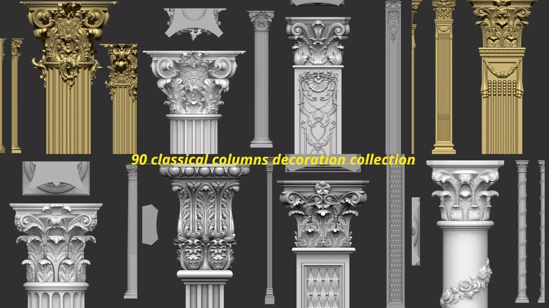 columns decoration collection Low-poly 3D model