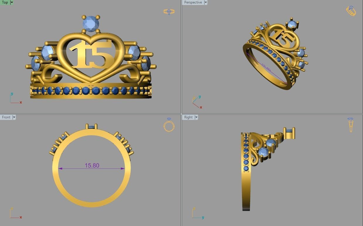 Teen Elegance The 15thYear Ring Symbolizes Graceful Transitions 3D print model_4