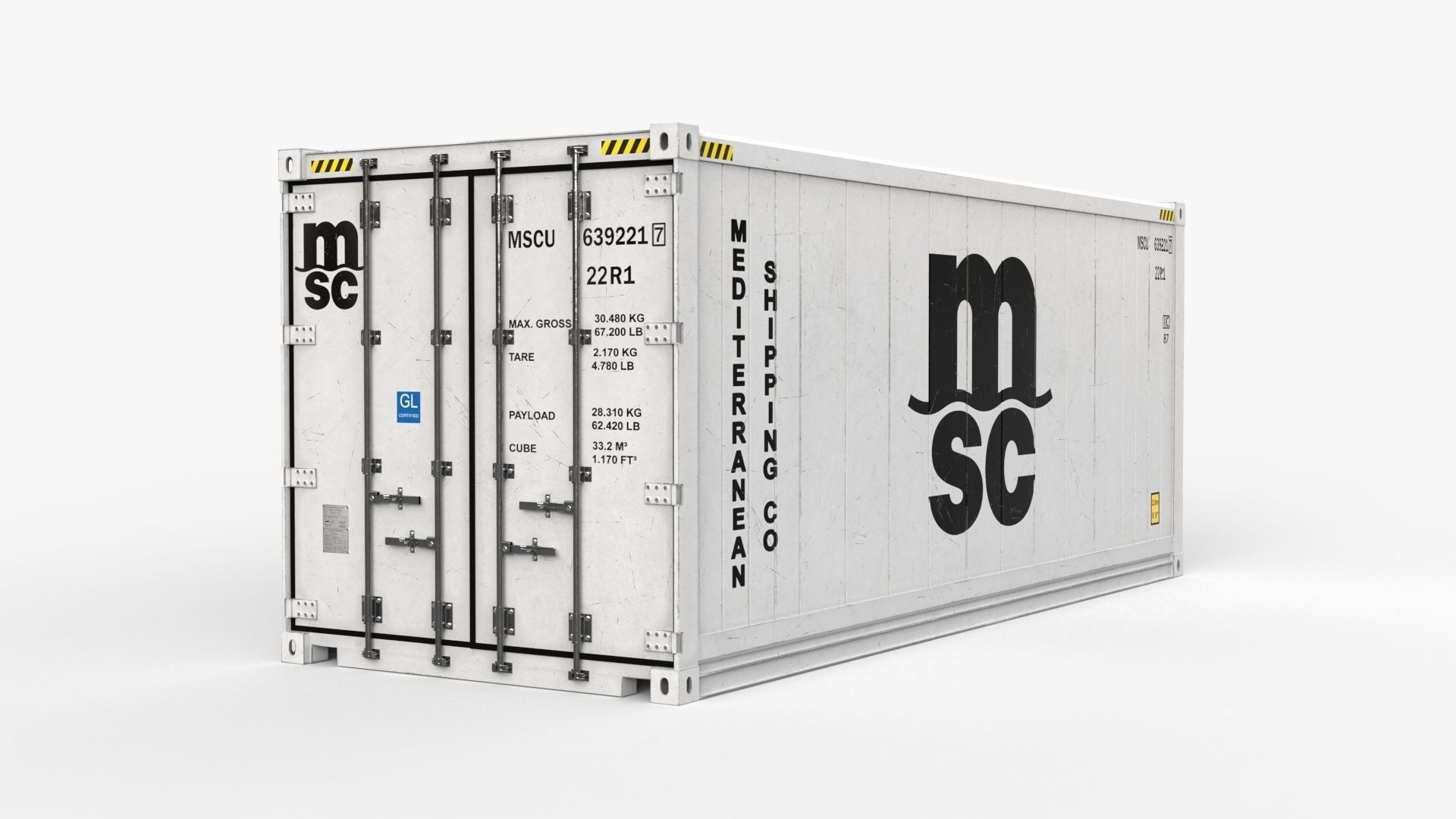 20ft MSC shipping Container Reefer CARRIER 3D model_5