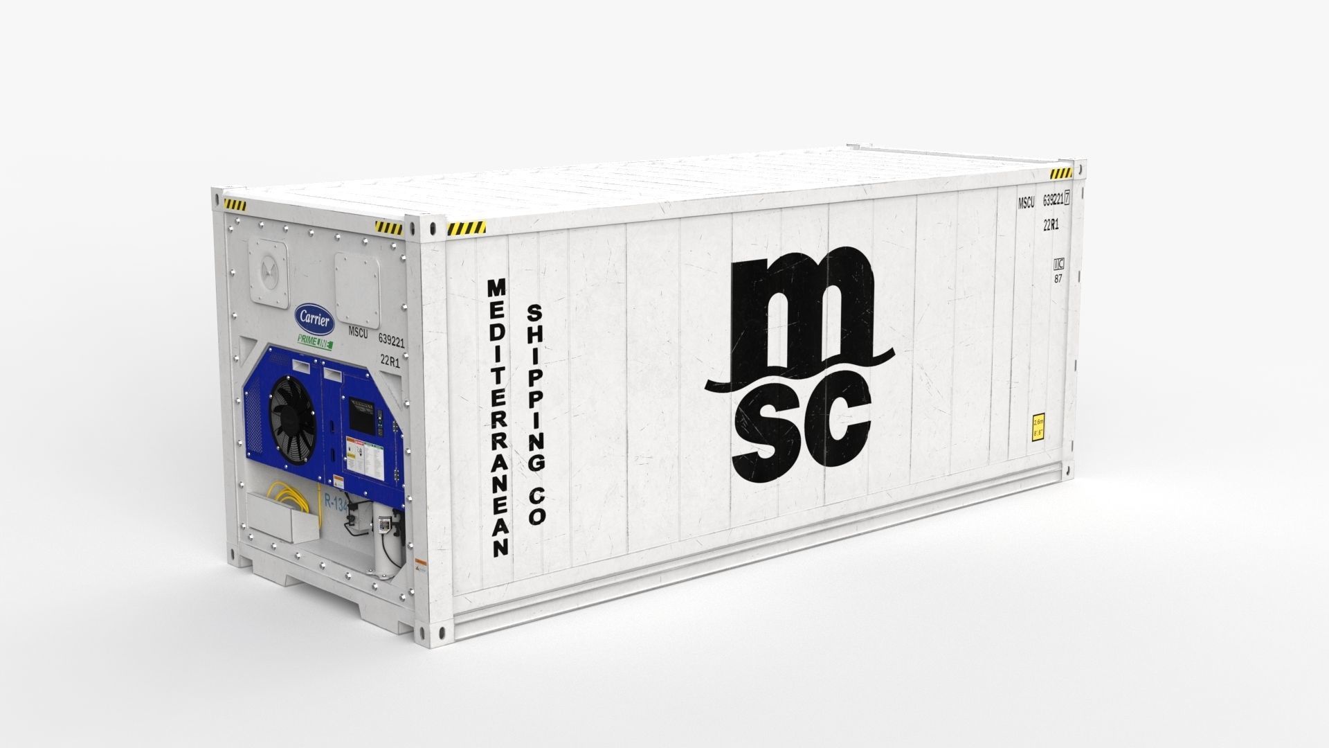 20ft MSC shipping Container Reefer CARRIER 3D model_3