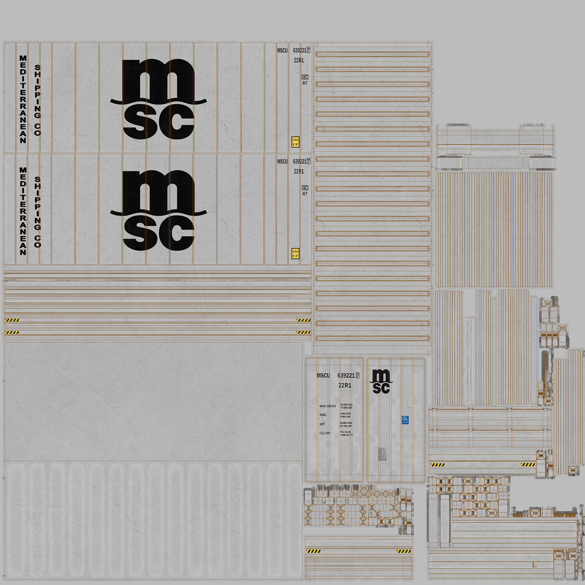 20ft MSC shipping Container Reefer CARRIER 3D model_9
