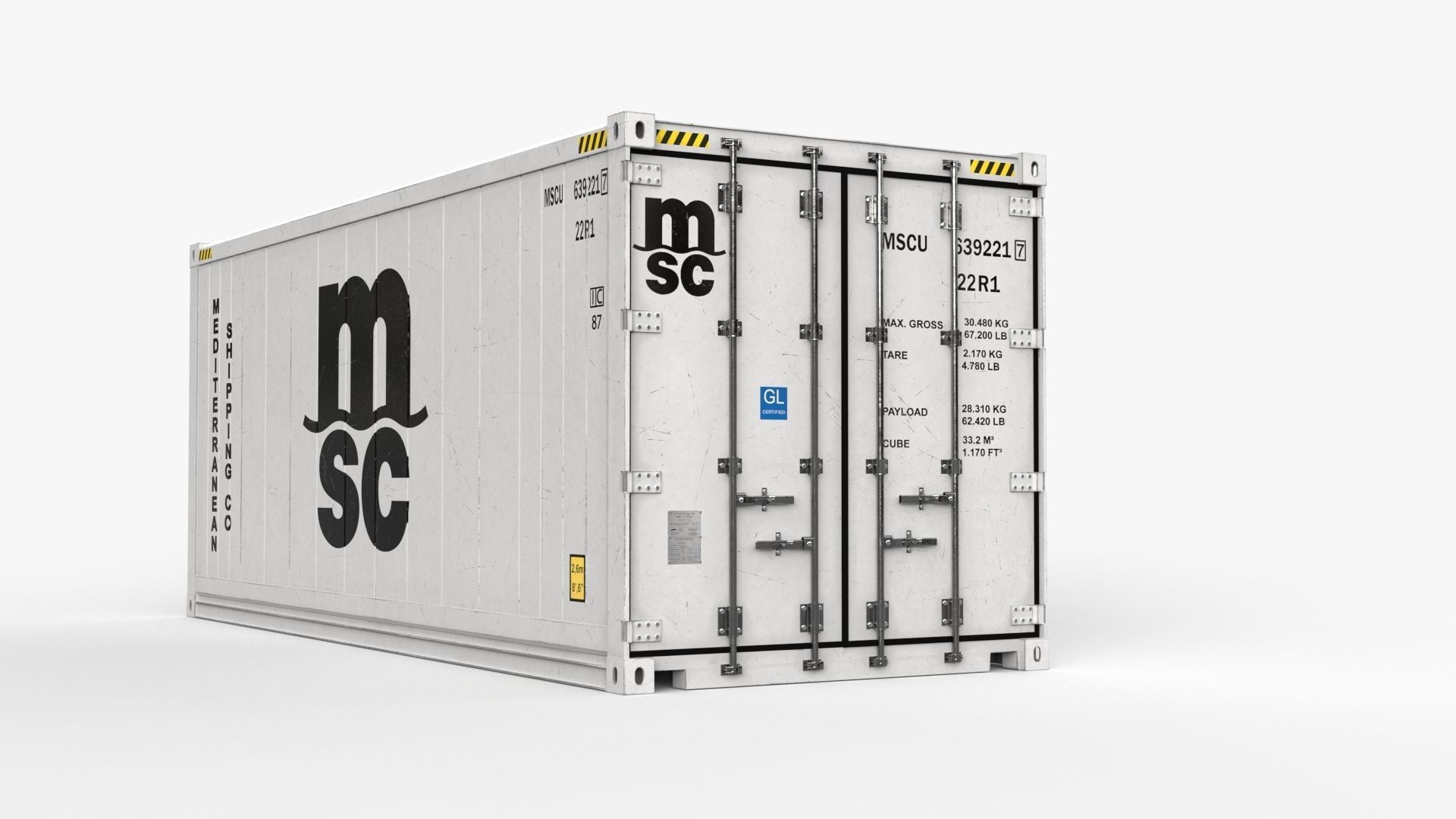 20ft MSC shipping Container Reefer CARRIER 3D model_4