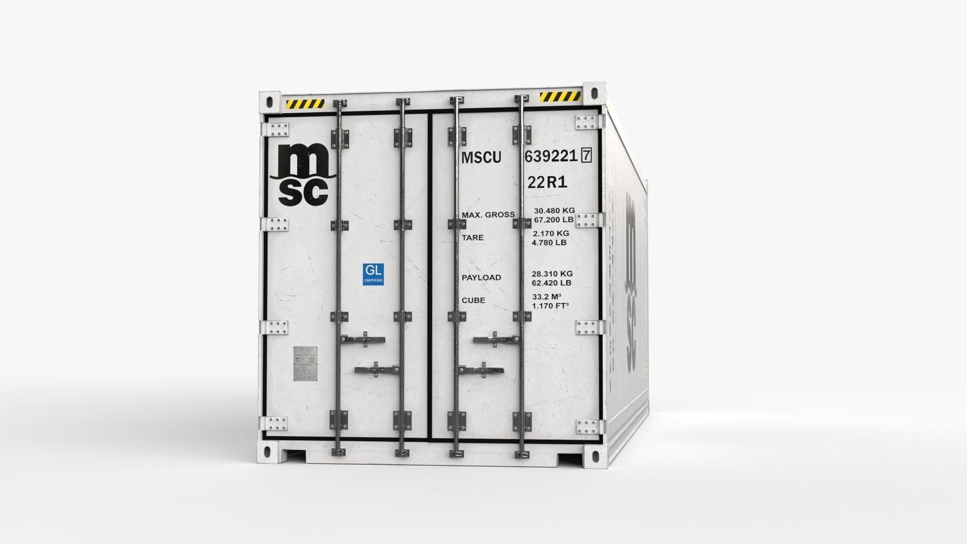 20ft MSC shipping Container Reefer CARRIER 3D model_6