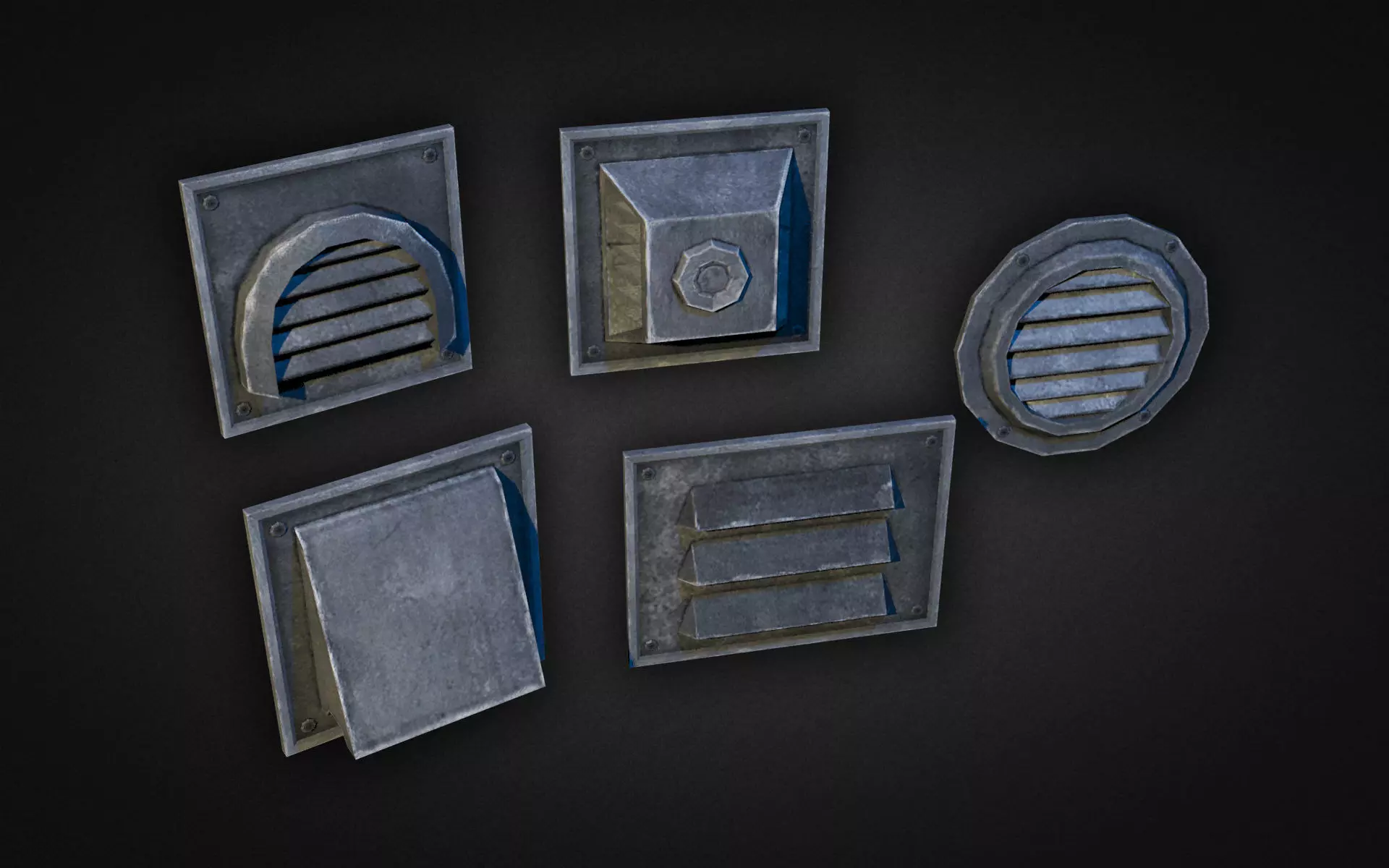 Wall Vents Pack 01 Low-poly 3D model_0