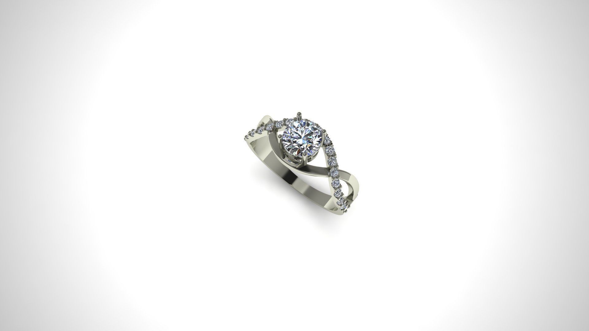 Tranquil Brilliance Solitaire Ring with Woven Band and Diamonds 3D print model_2