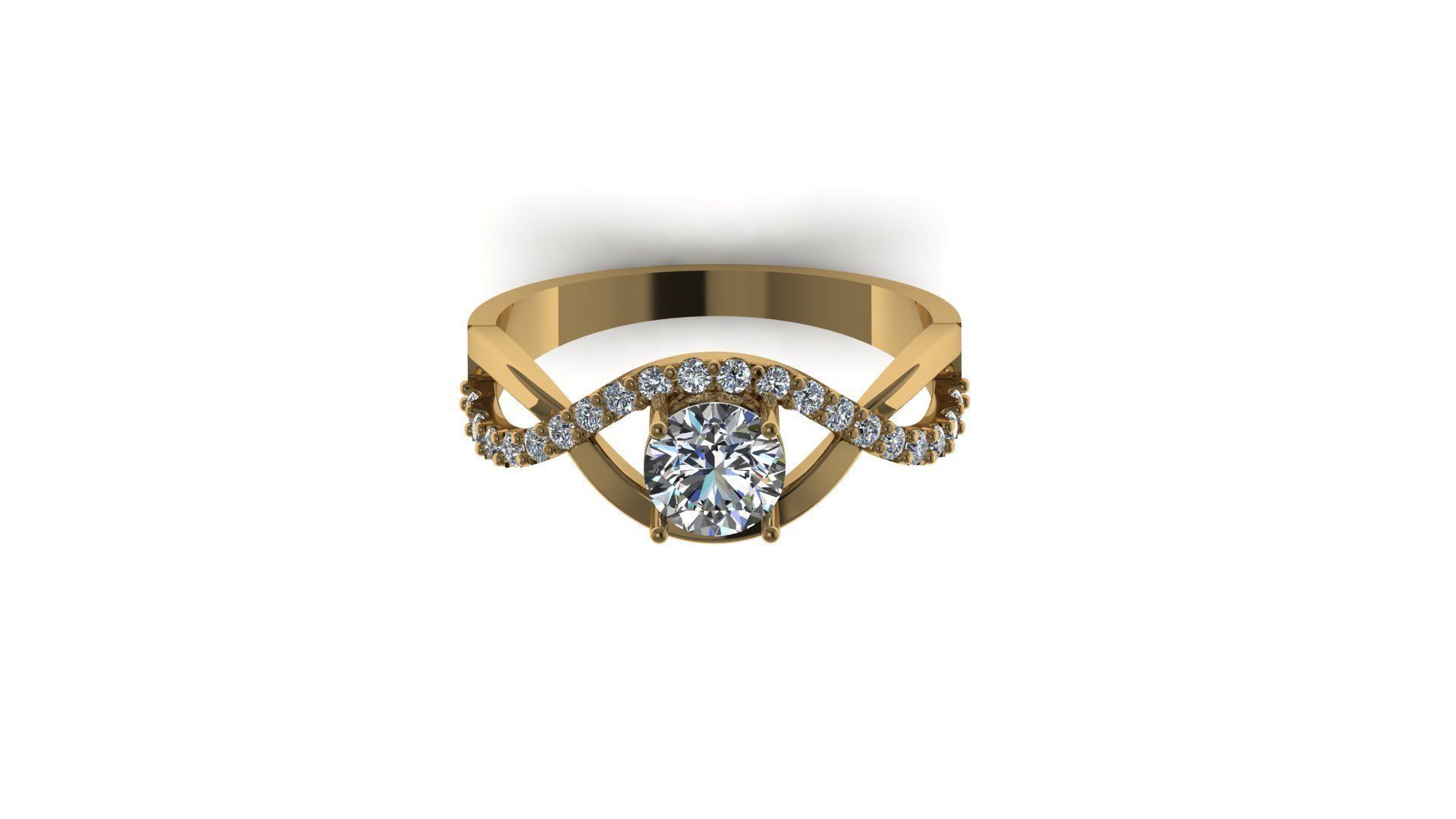 Tranquil Brilliance Solitaire Ring with Woven Band and Diamonds 3D print model_4