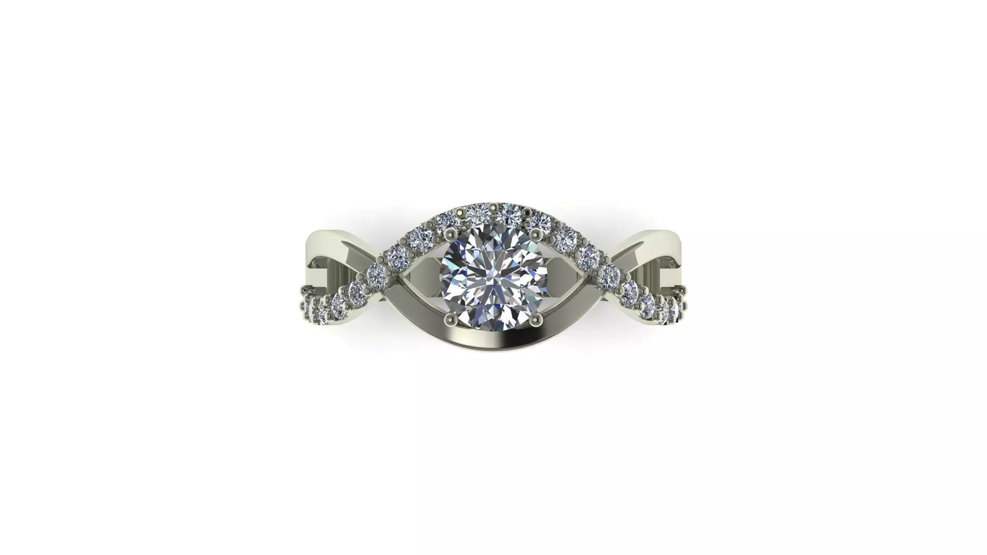 Tranquil Brilliance Solitaire Ring with Woven Band and Diamonds 3D print model_0