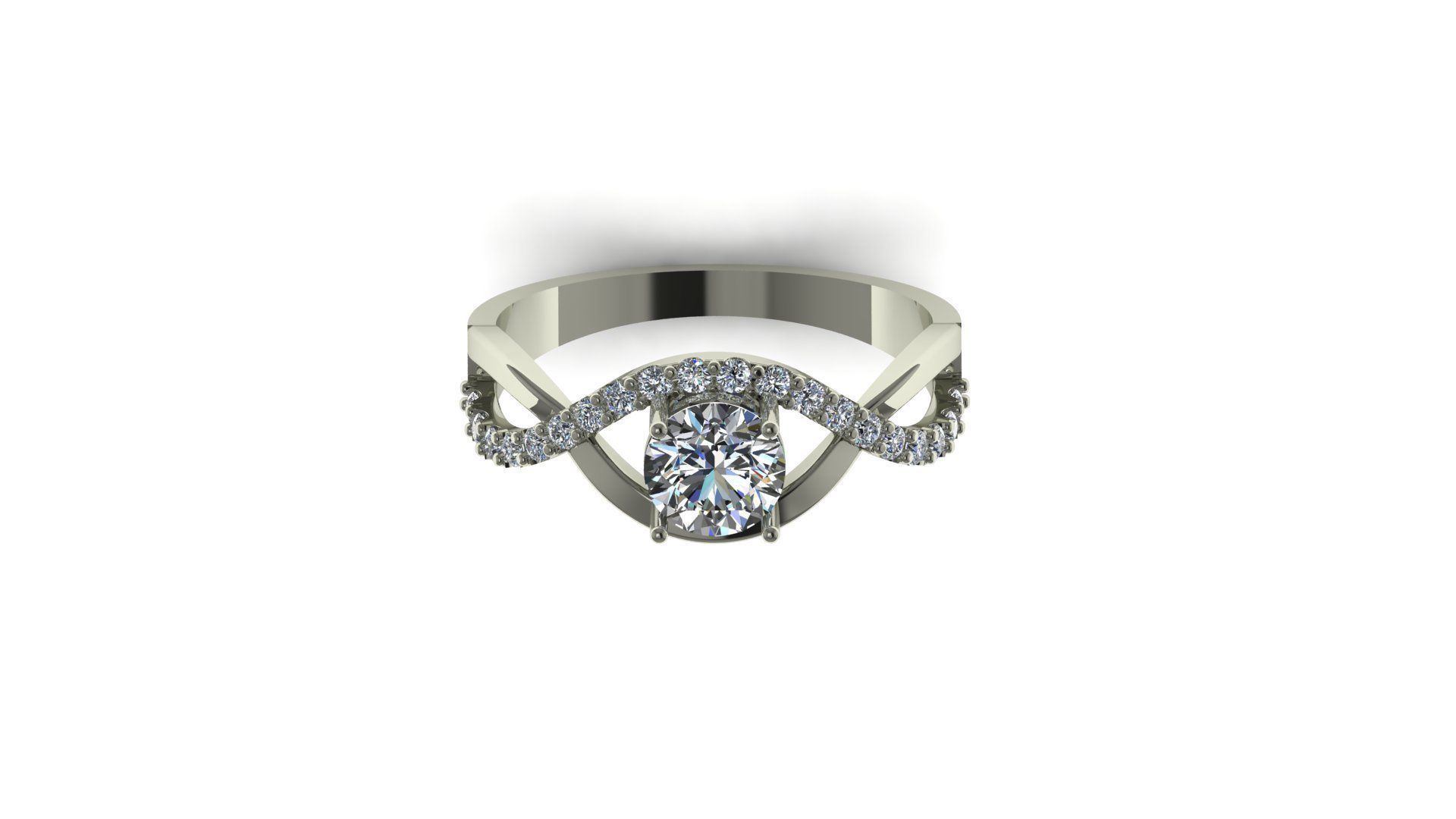 Tranquil Brilliance Solitaire Ring with Woven Band and Diamonds 3D print model_5