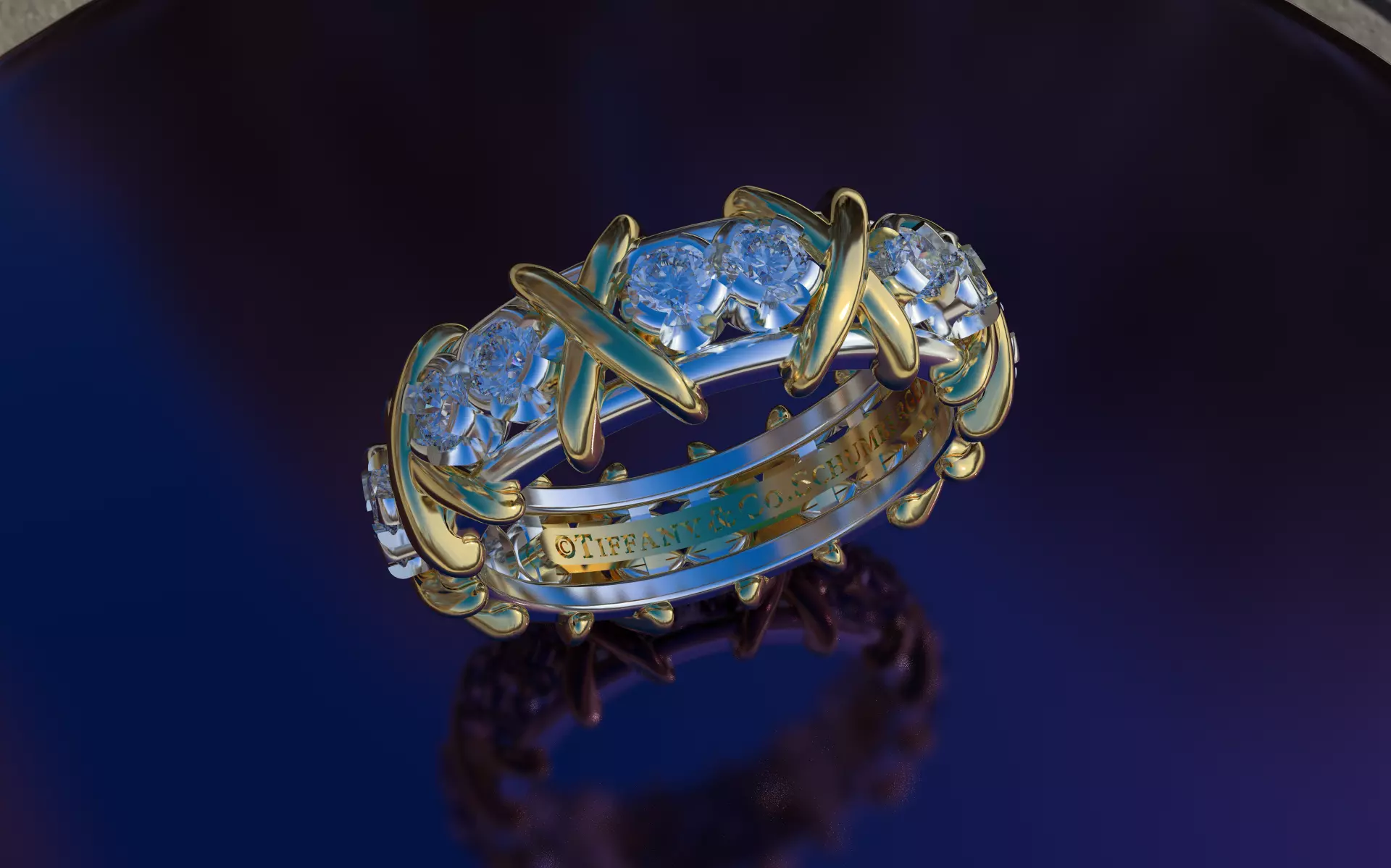 Ring Tiffany X model Lux Copy 3D print model_7