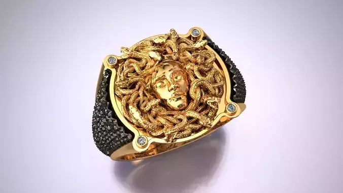 Medusa Gorgon Snake Head Greek Antique Signet Ring