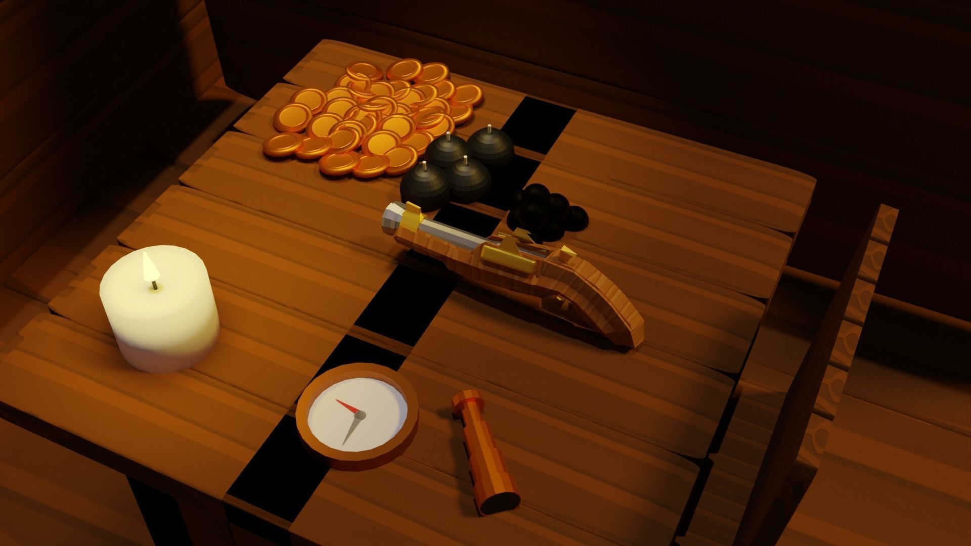  Pirate weapon LowPoly Low-poly 3D model_3