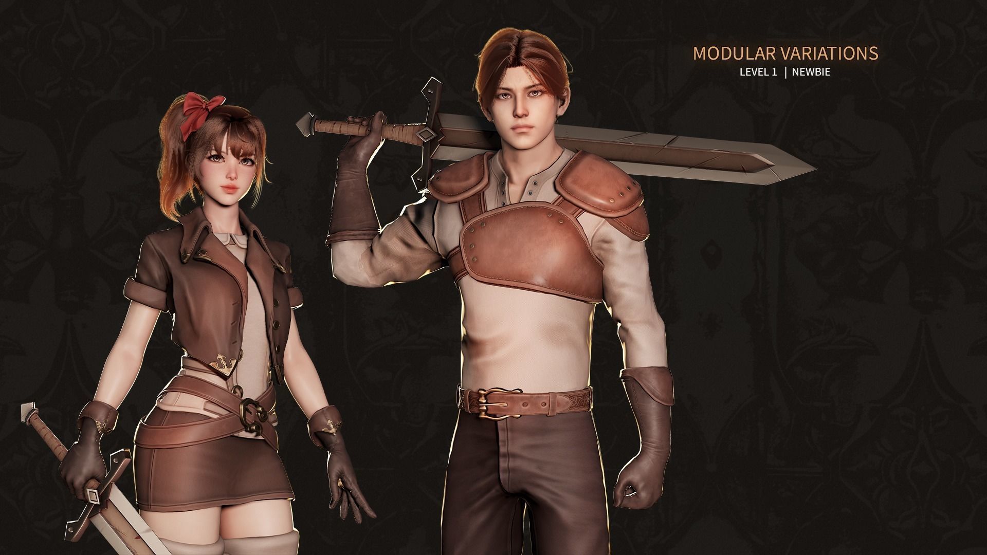 MMORPG Newbie Warrior - Medieval Fantasy Modular Character Low-poly 3D model_7