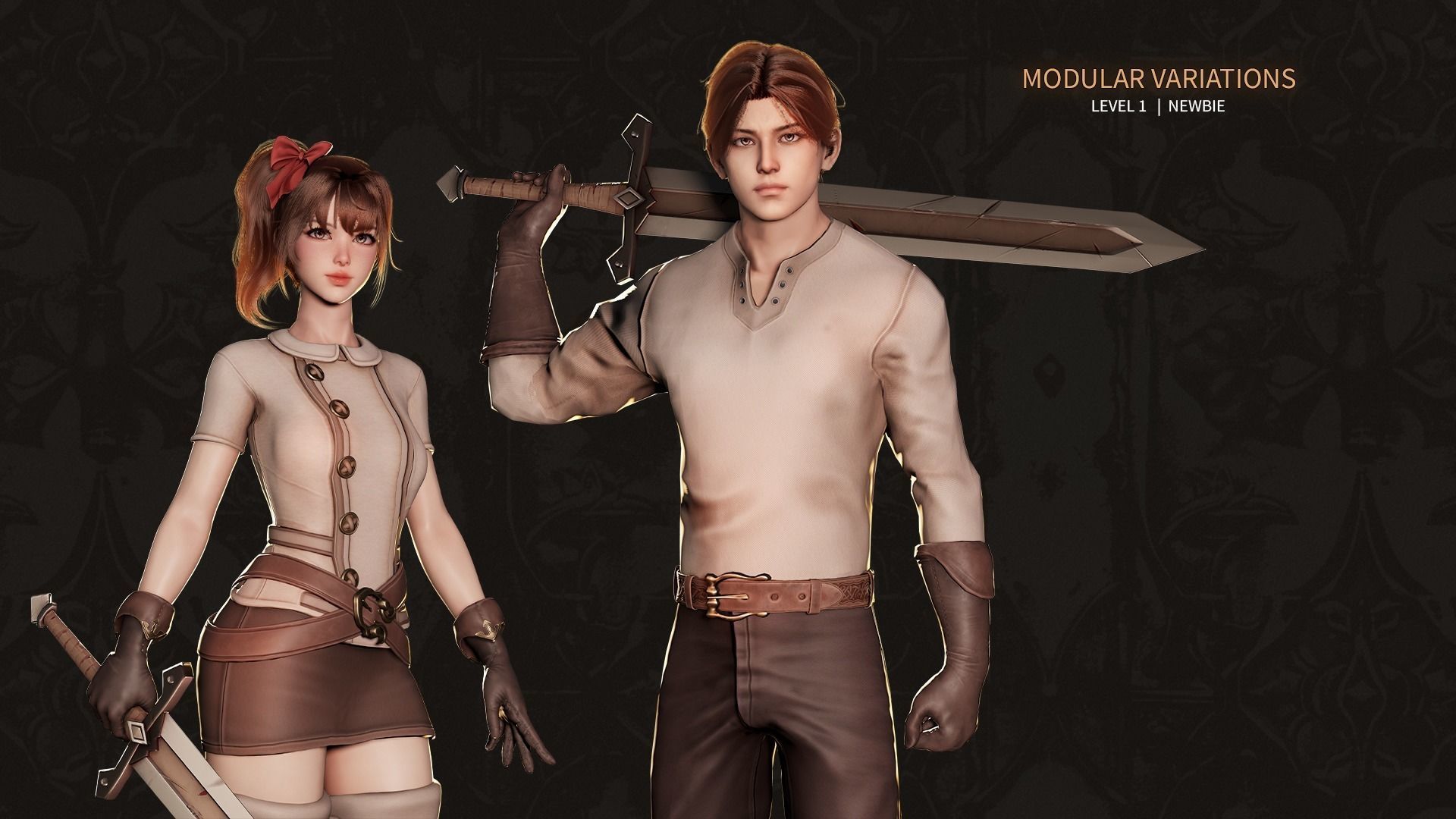 MMORPG Newbie Warrior - Medieval Fantasy Modular Character Low-poly 3D model_8