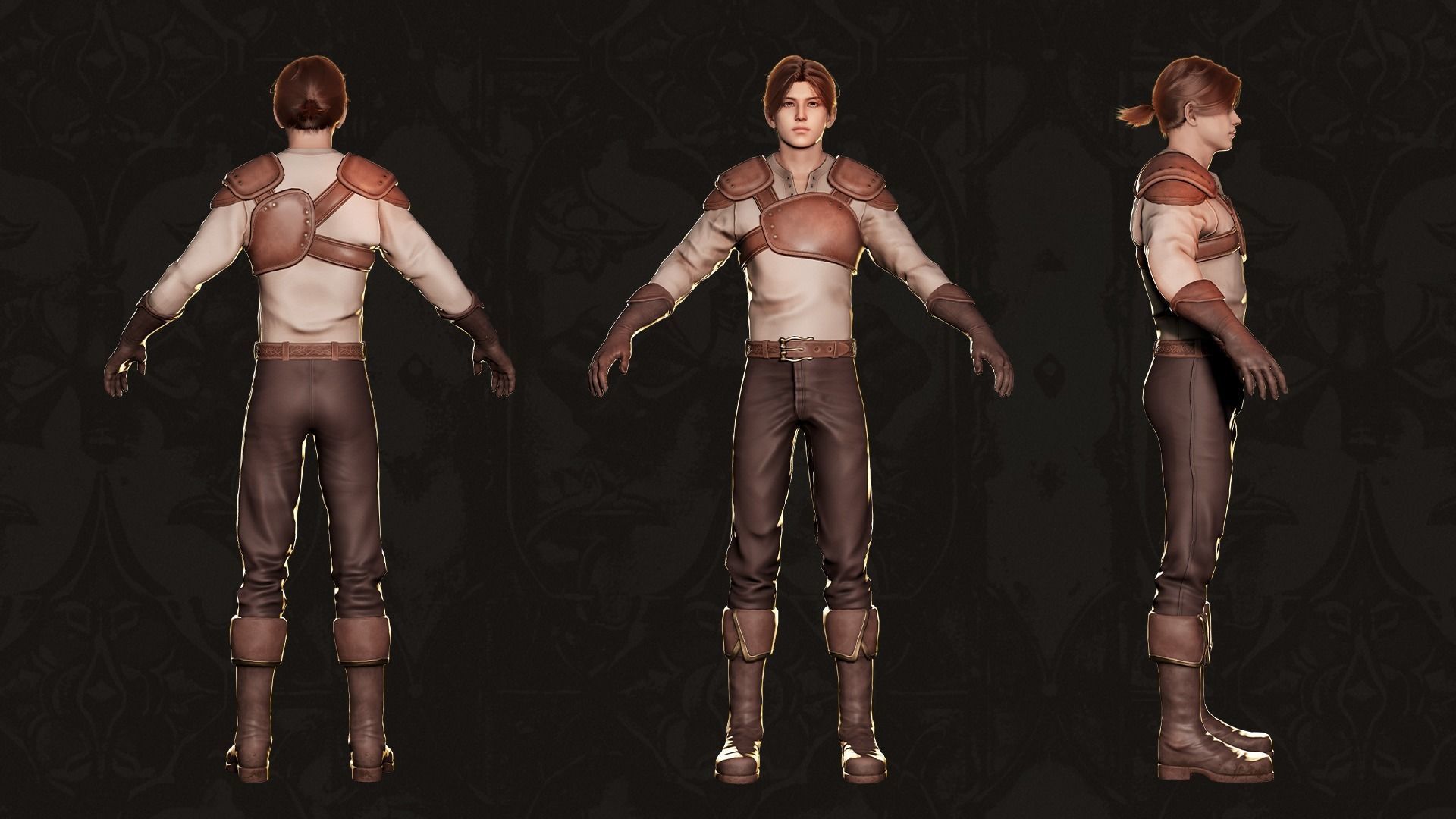 MMORPG Newbie Warrior - Medieval Fantasy Modular Character Low-poly 3D model_23