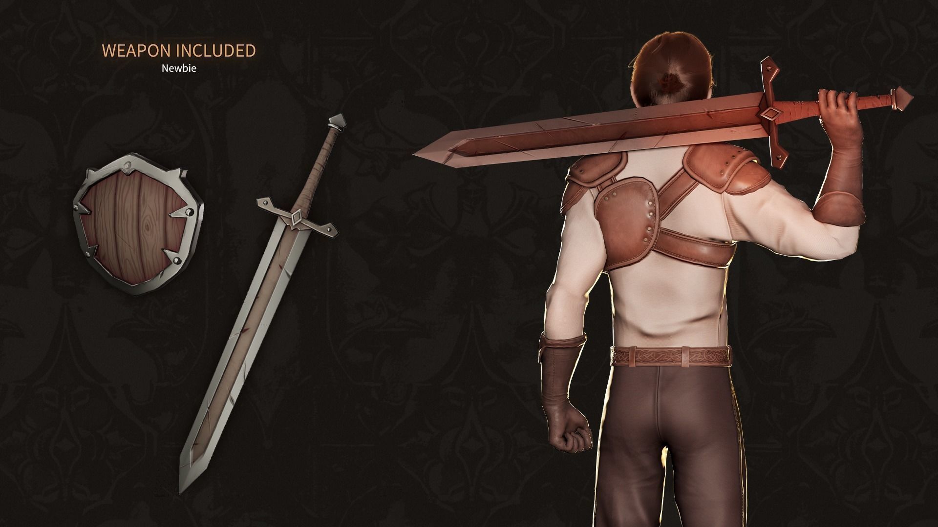 MMORPG Newbie Warrior - Medieval Fantasy Modular Character Low-poly 3D model_3